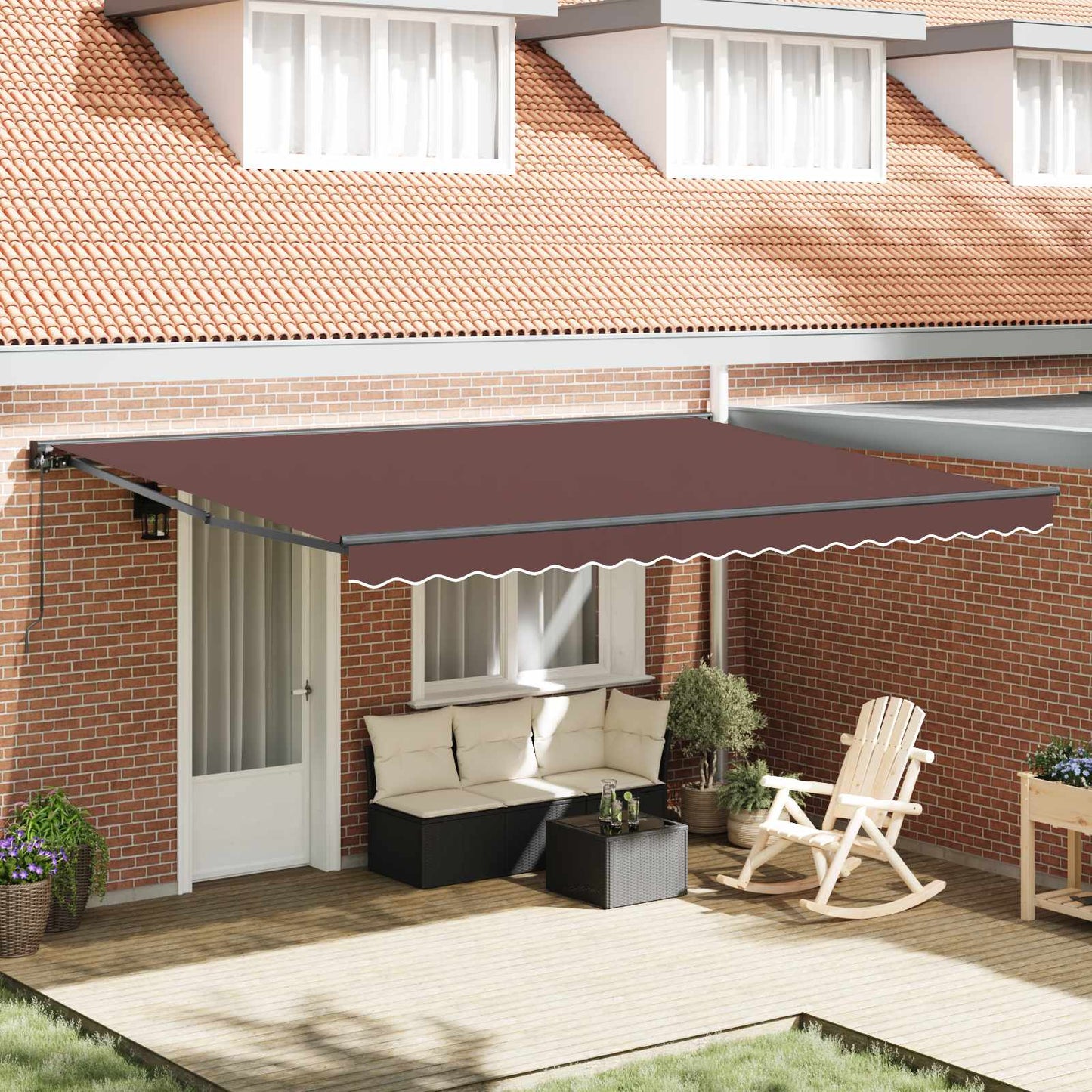Awning Frame Brown 450 x 300 cm Polyester with PU coating