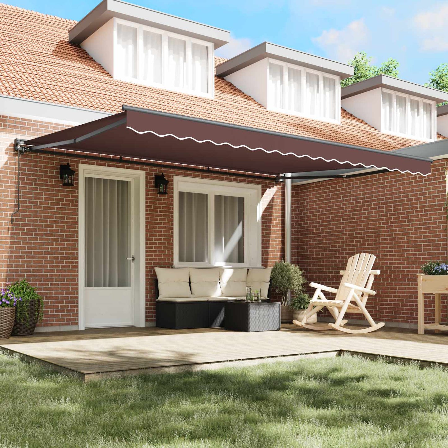 Awning Frame Brown 450 x 300 cm Polyester with PU coating