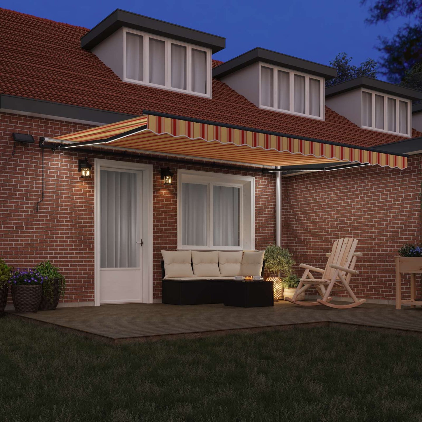 Retractable Awning Yellow and orange 450 x 300 cm Fabric