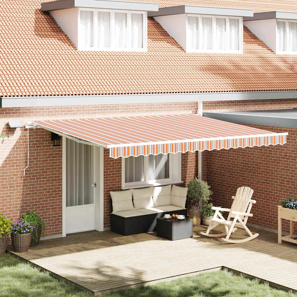 Retractable Awning Multicolour 450 x 300 cm Fabric and Steel