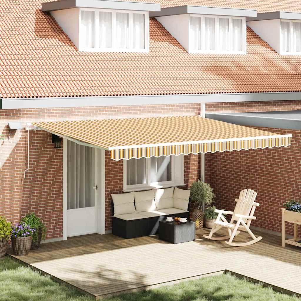 Retractable Awning Multicolour 450 x 300 cm Fabric and Steel