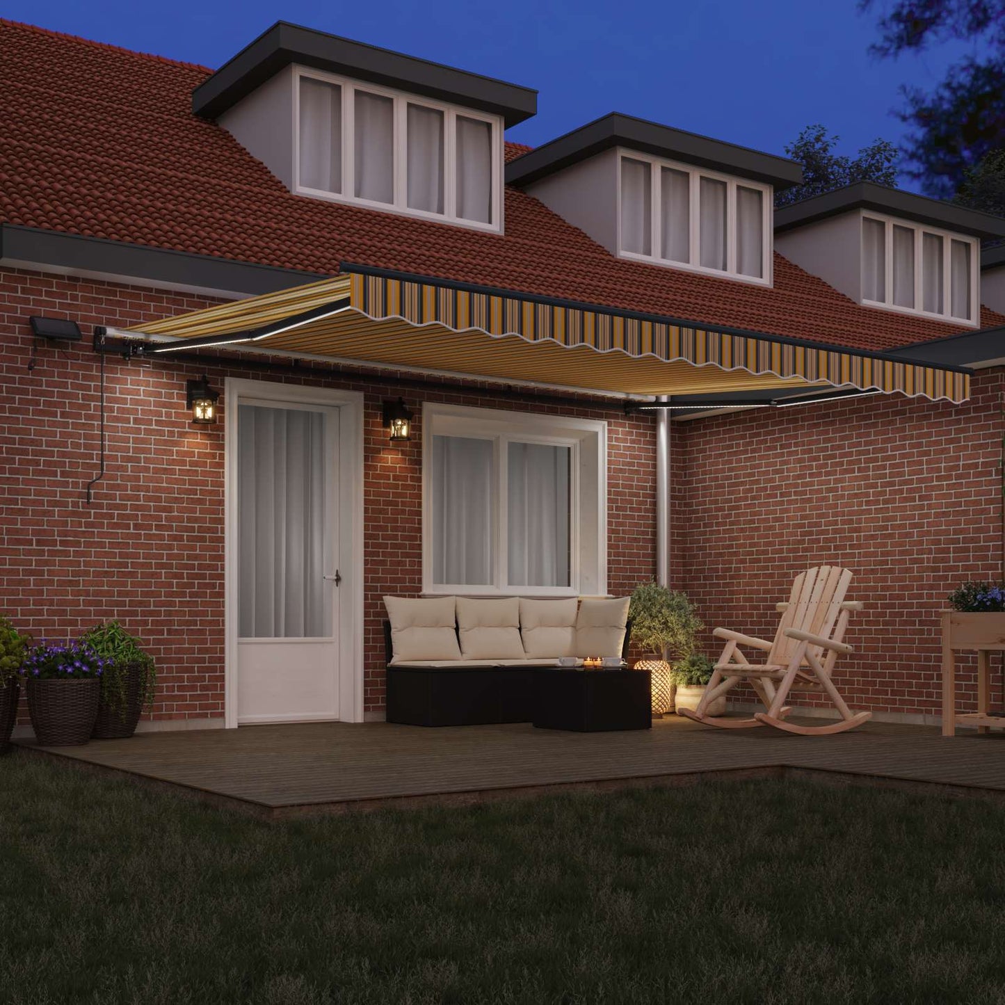 Retractable Awning Multicolour 450 x 300 cm Fabric