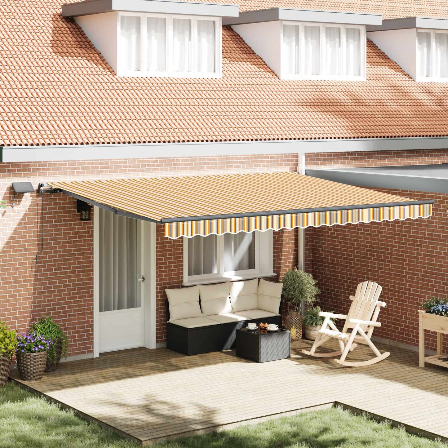 Retractable Awning Multicolour 450 x 300 cm Fabric