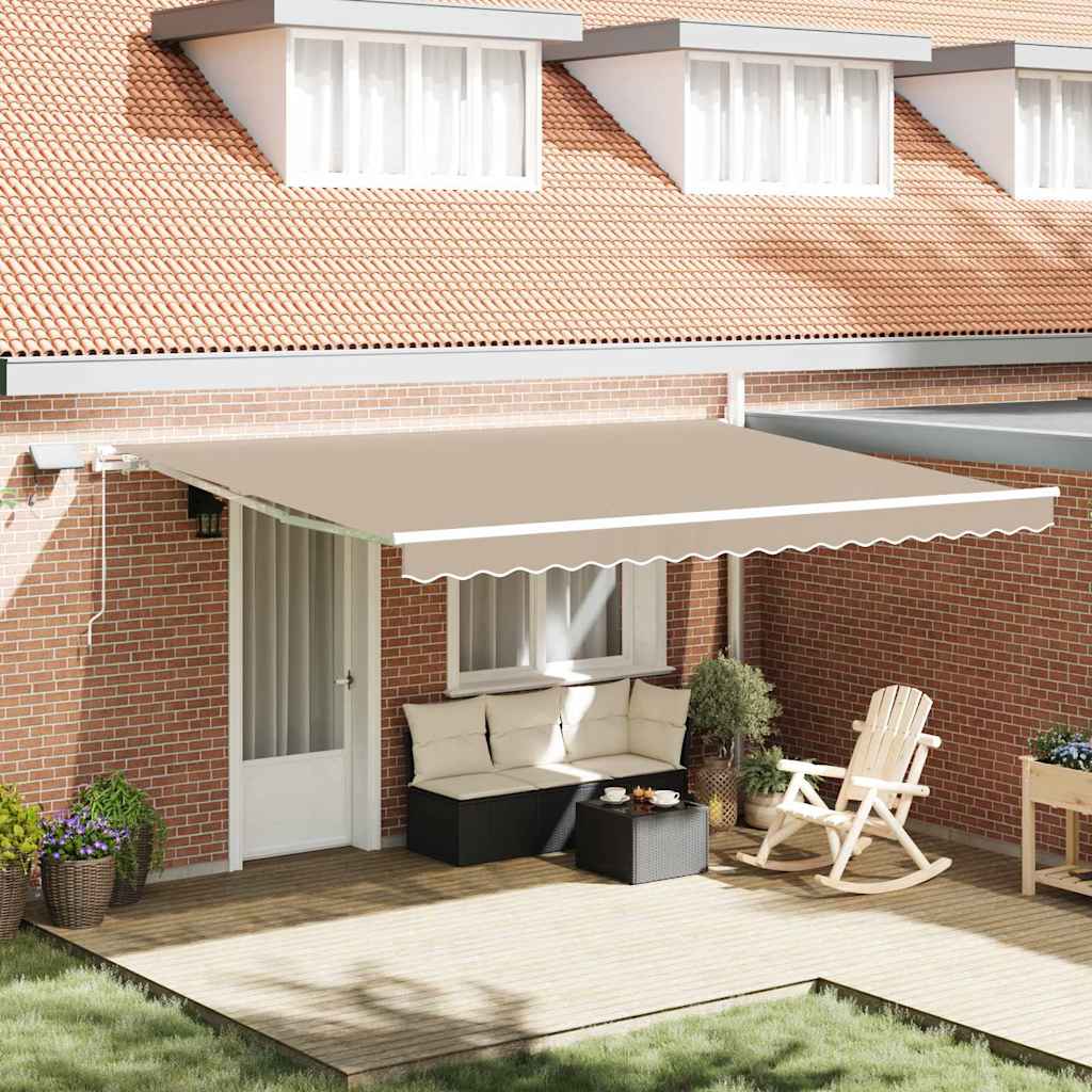 Retractable Awning Manual Beige 450 x 300 cm Fabric and Steel