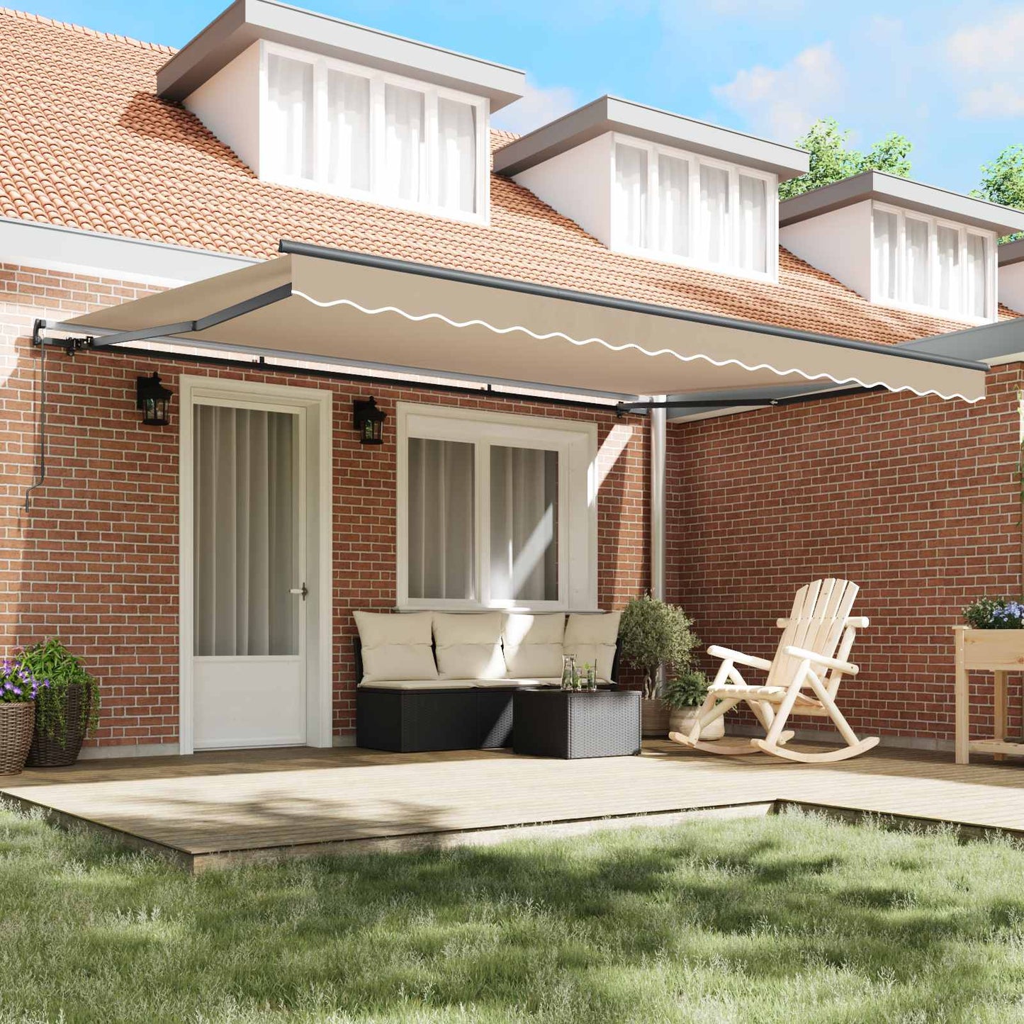 Retractable Awning Beige 450 x 300 cm Polyester and Steel