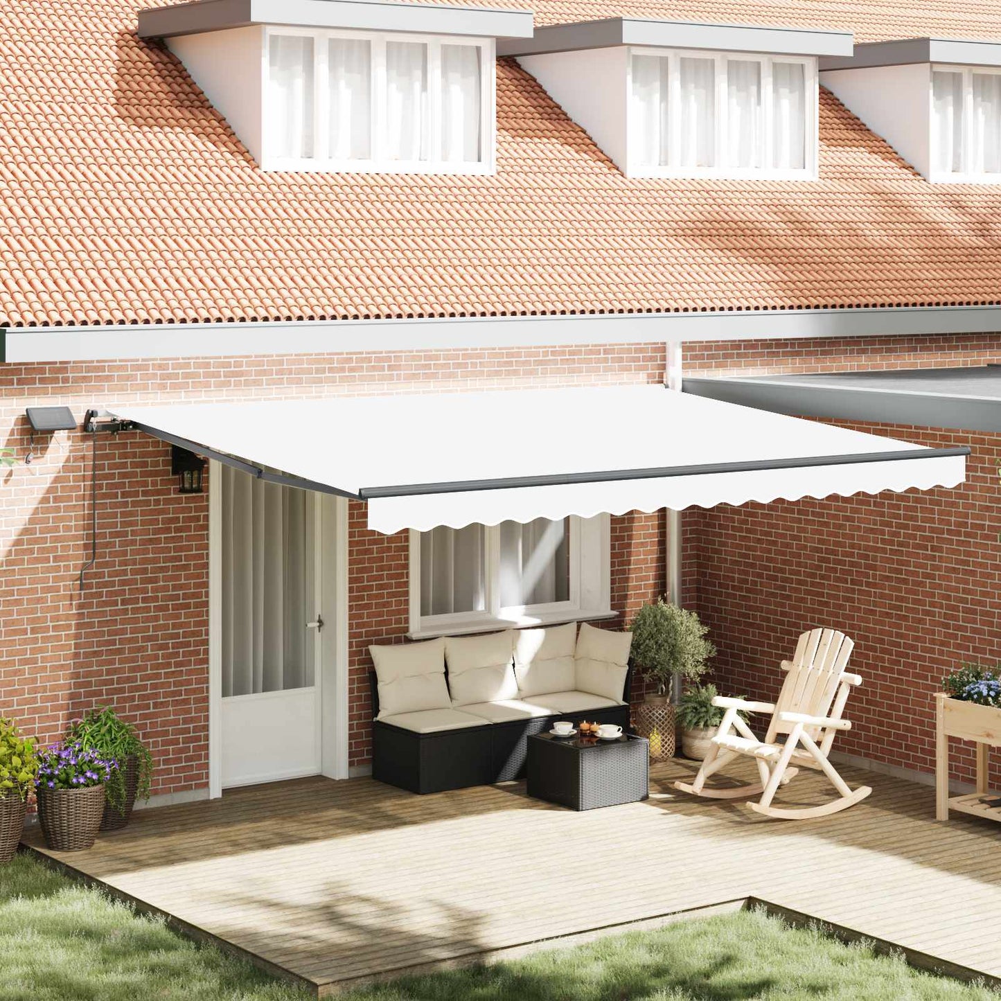 Retractable Awning Manual White 450 x 300 cm Fabric
