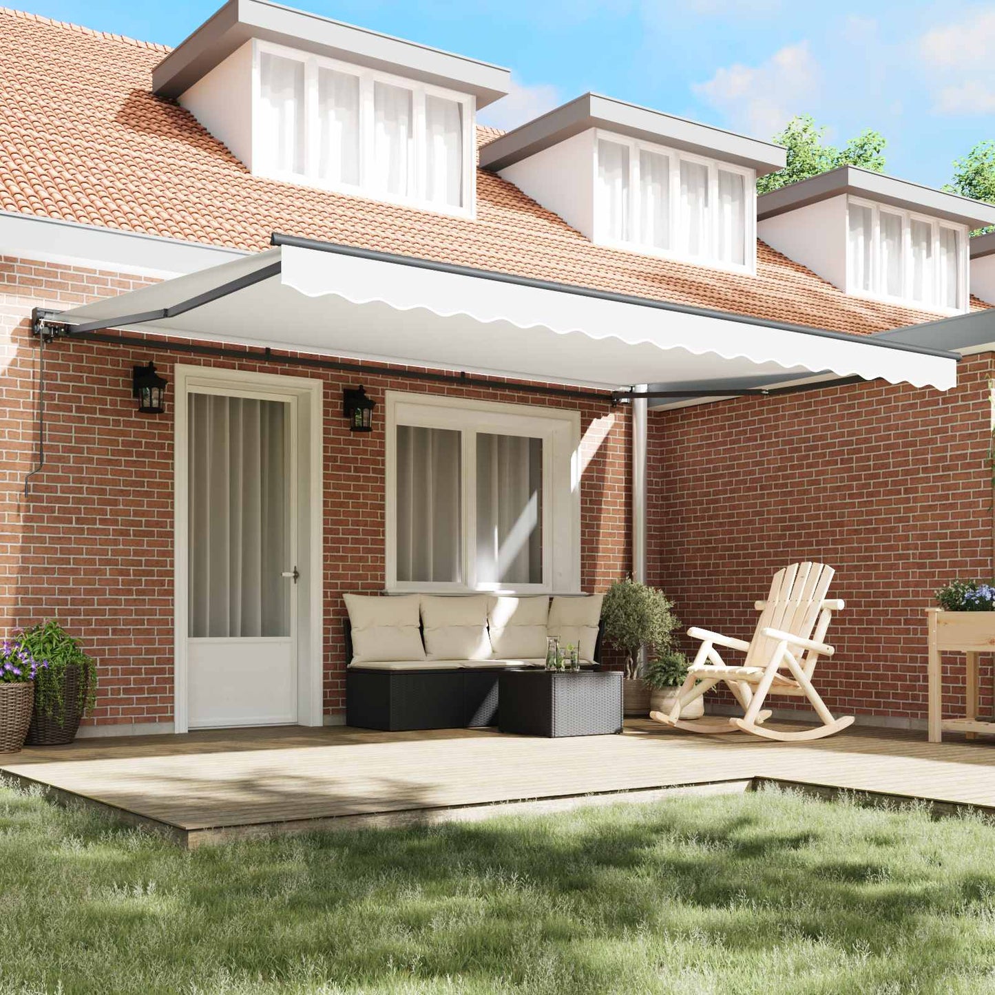 Awning Frame White 450 x 300 cm Polyester with PU coating