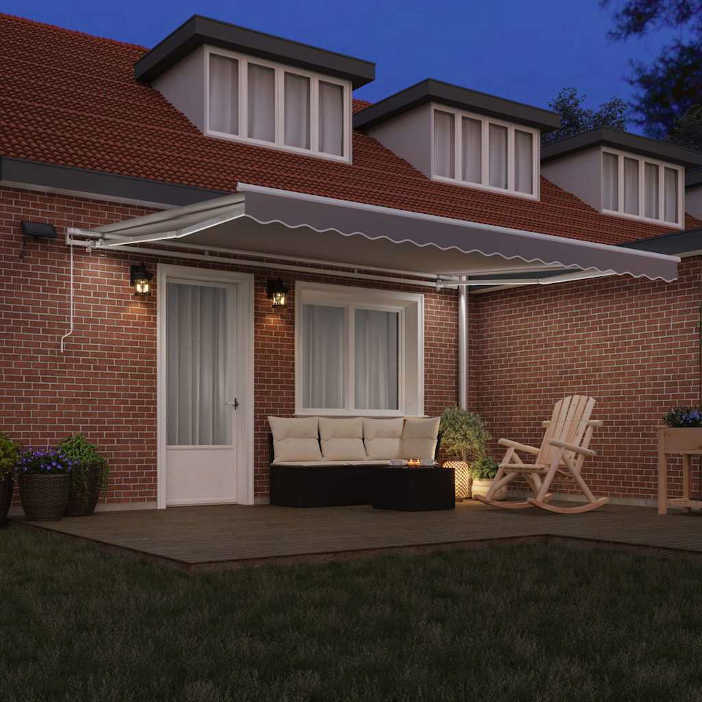 Retractable Awning Light Grey 450 x 300 cm Fabric and Steel