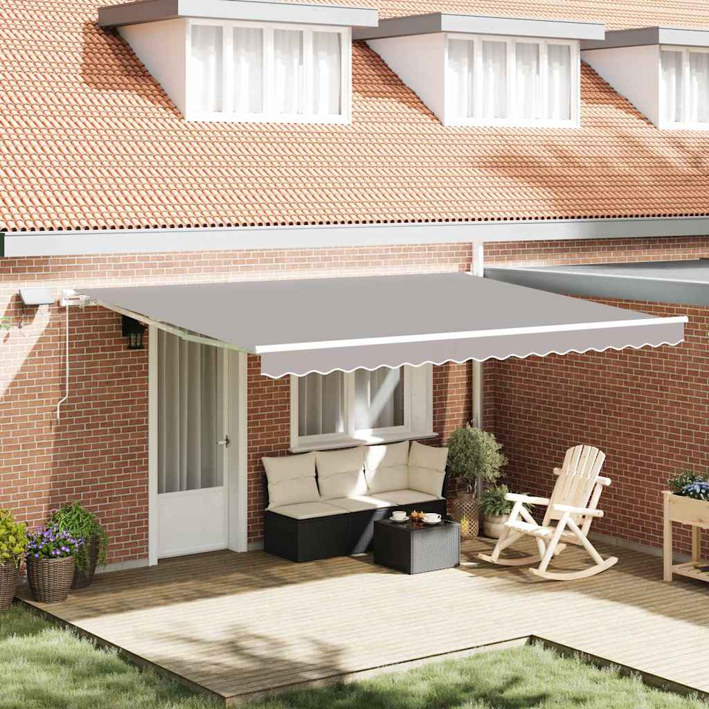 Retractable Awning Light Grey 450 x 300 cm Fabric and Steel