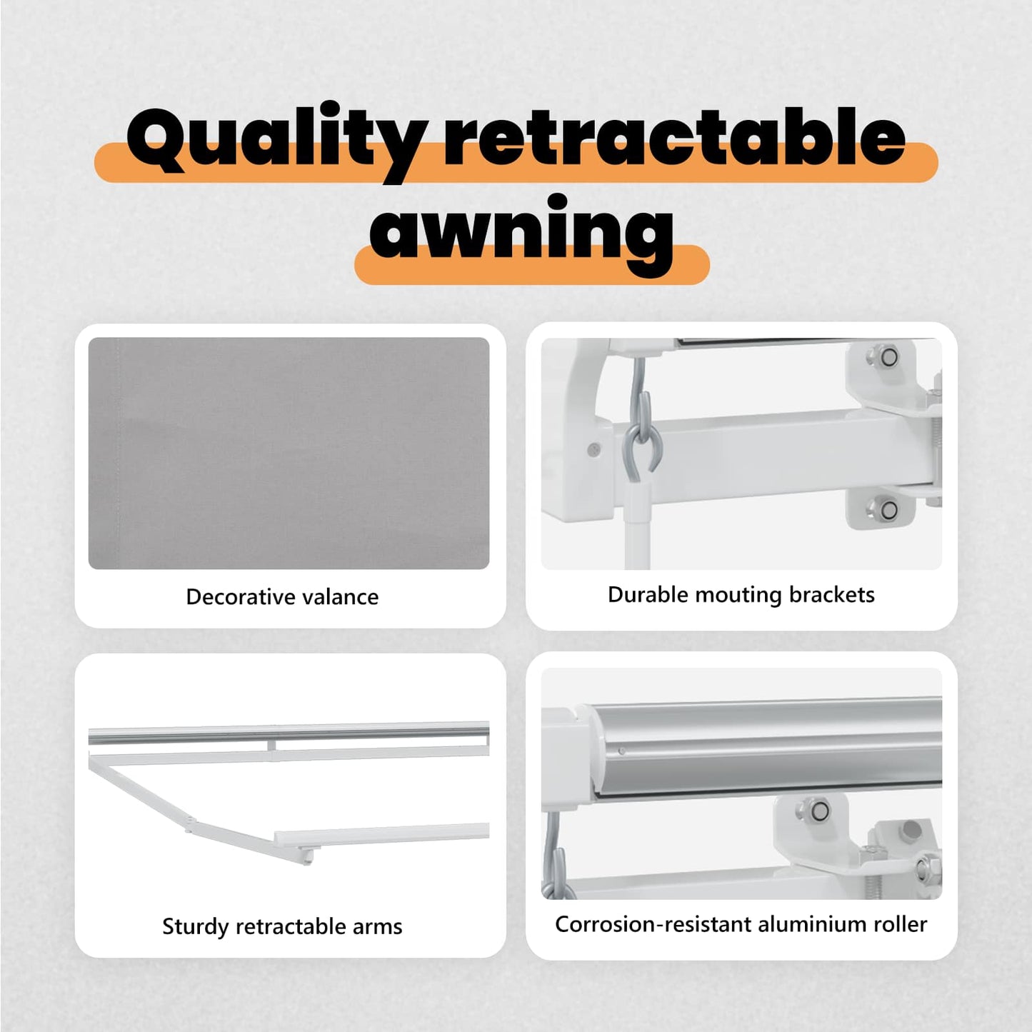 Retractable Awning Light Grey 450 x 300 cm Fabric and Aluminium