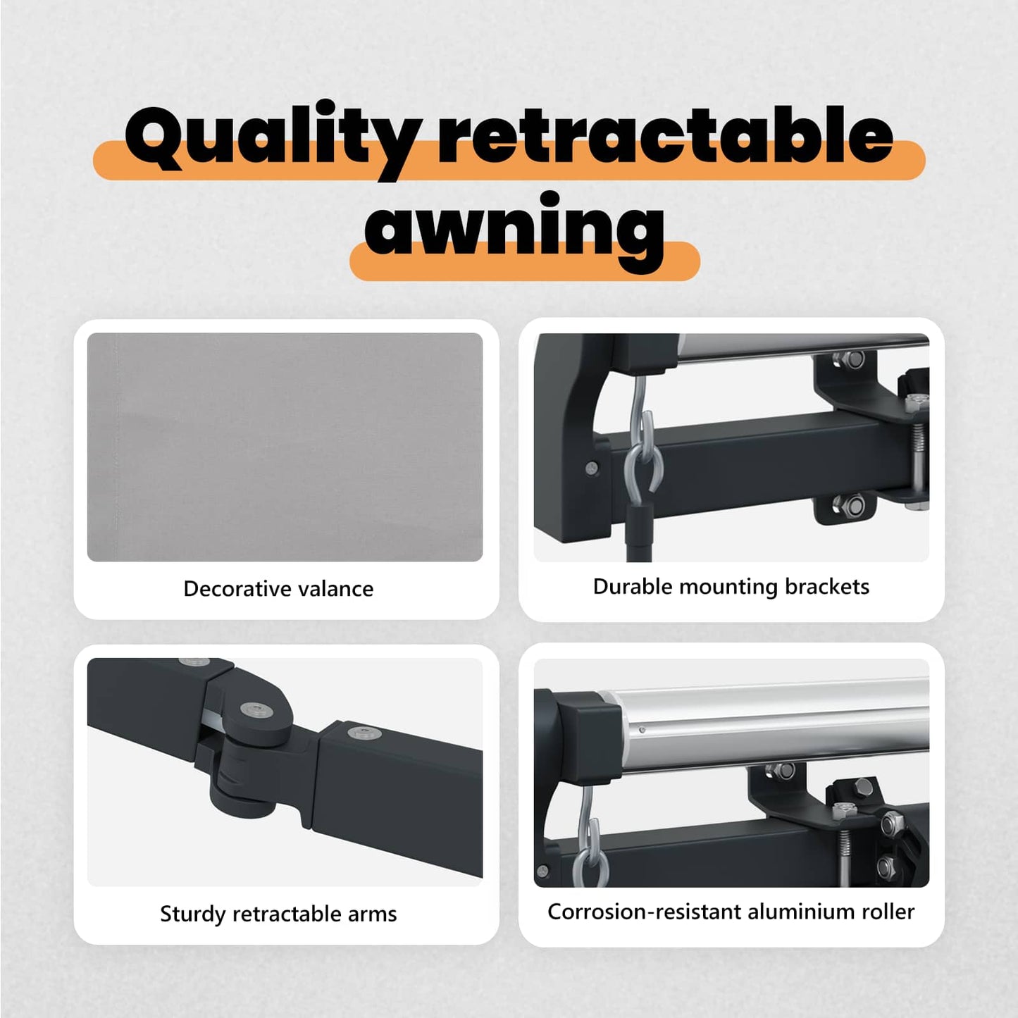 Retractable Awning Light Grey 450 x 300 cm