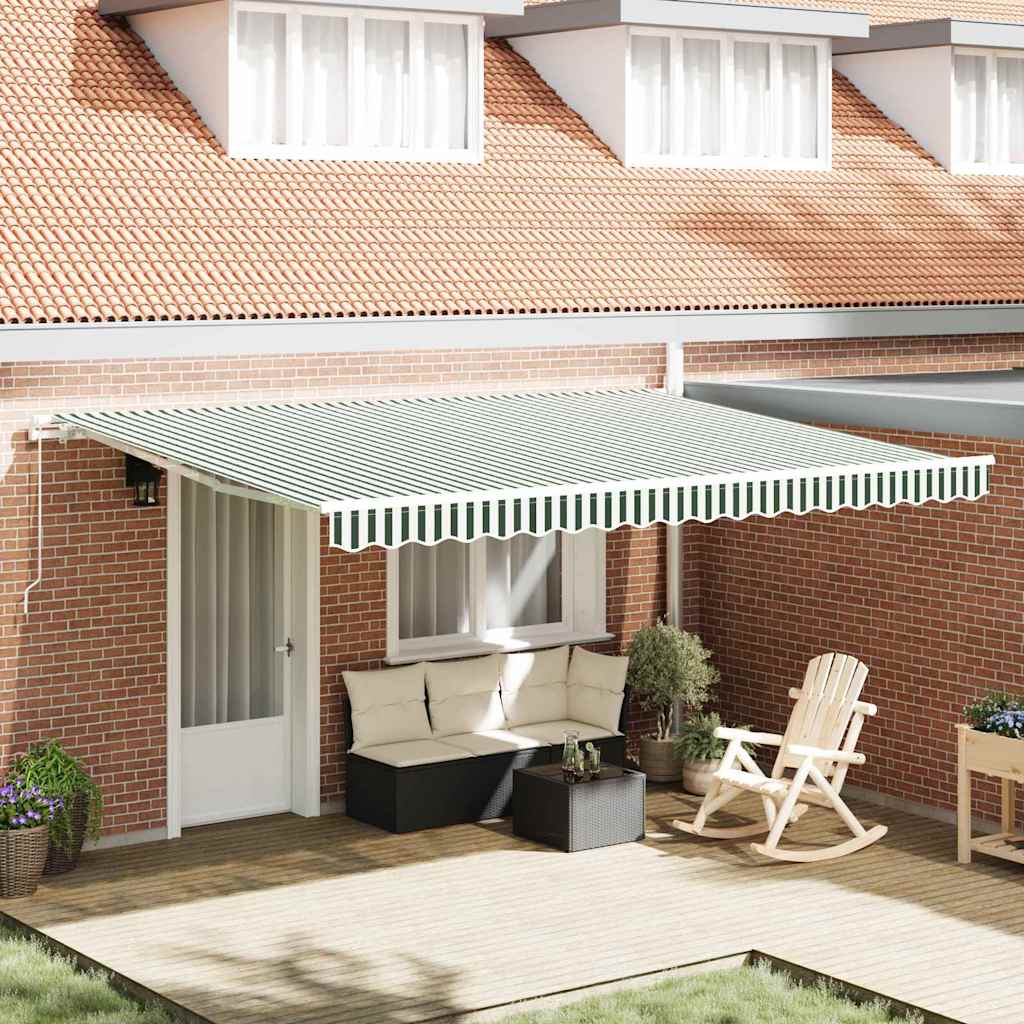 Awning Green and White 450 x 300 x 165 cm Polyester and Metal