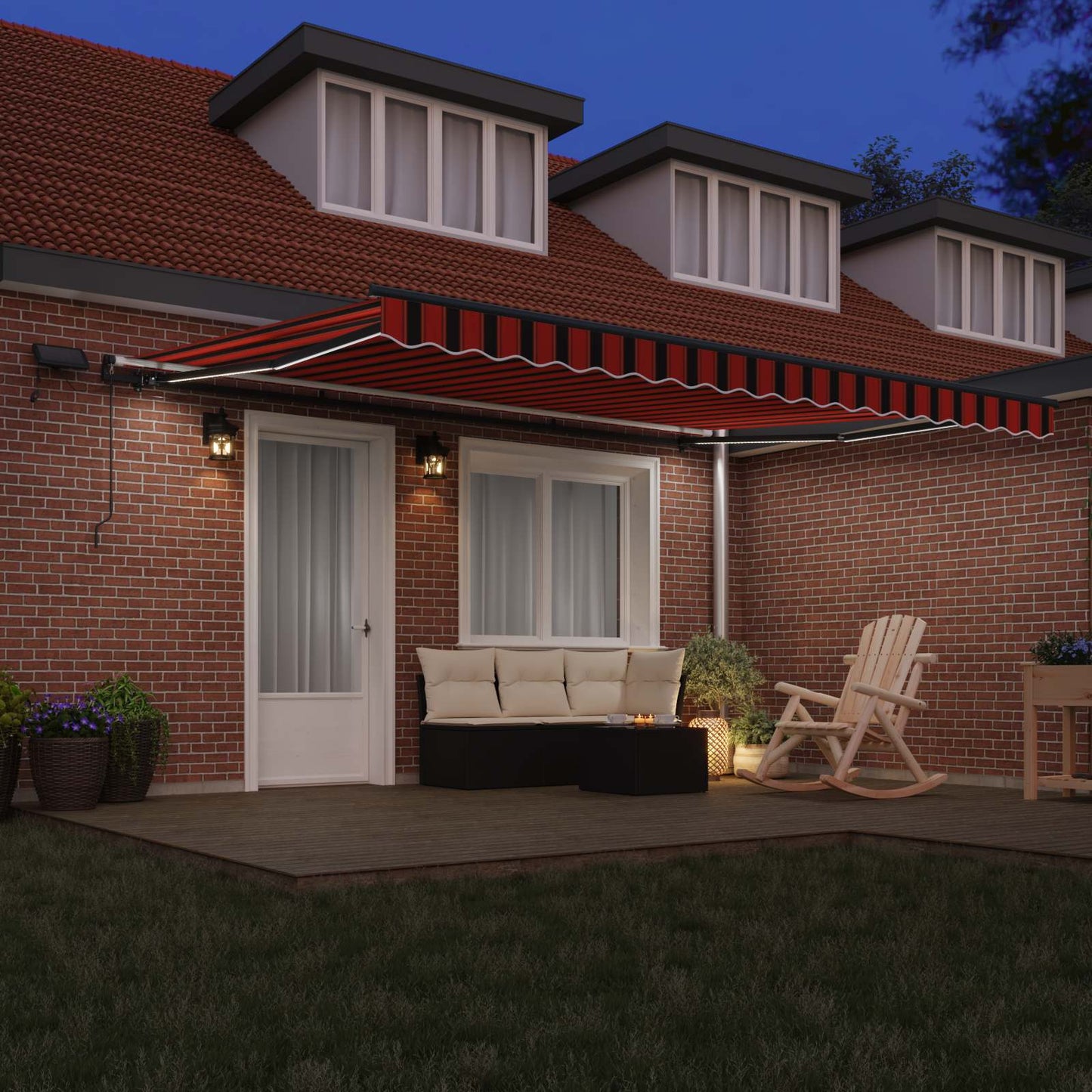 Retractable Awning Manual Orange and brown 450 x 350 cm Fabric
