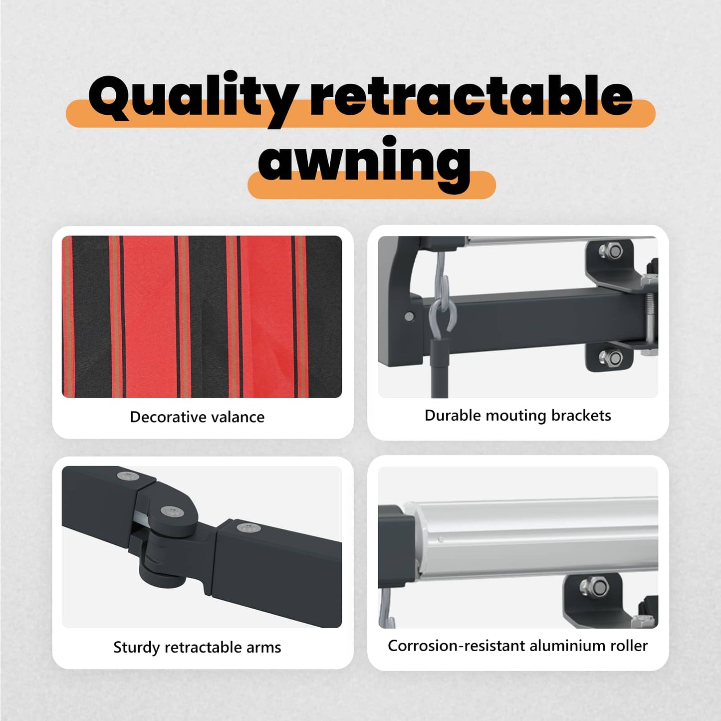 Retractable Awning Orange and brown 450 x 350 cm