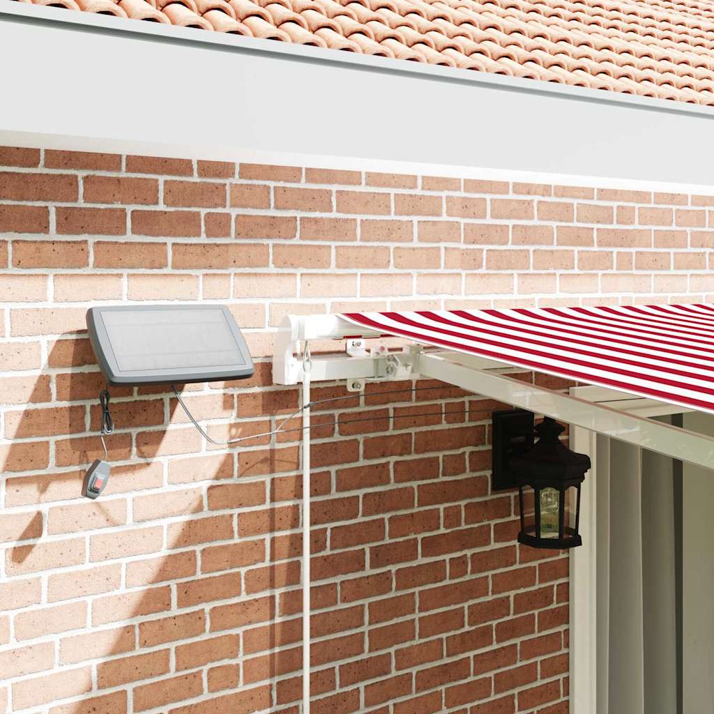 Retractable Awning Red and White 450 x 350 cm Fabric and Steel