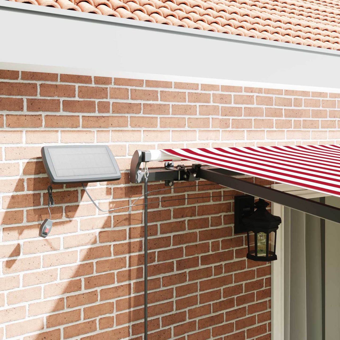 Retractable Awning Manual Red and white 450 x 350 cm Fabric