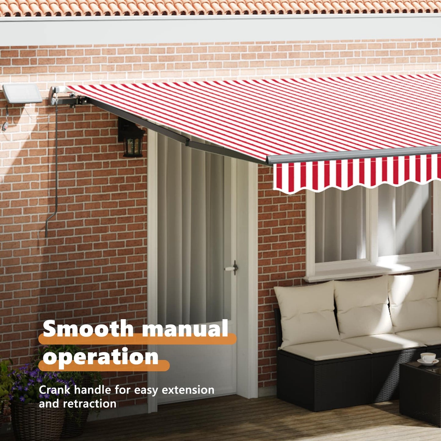 Retractable Awning Red and White 450 x 350 cm