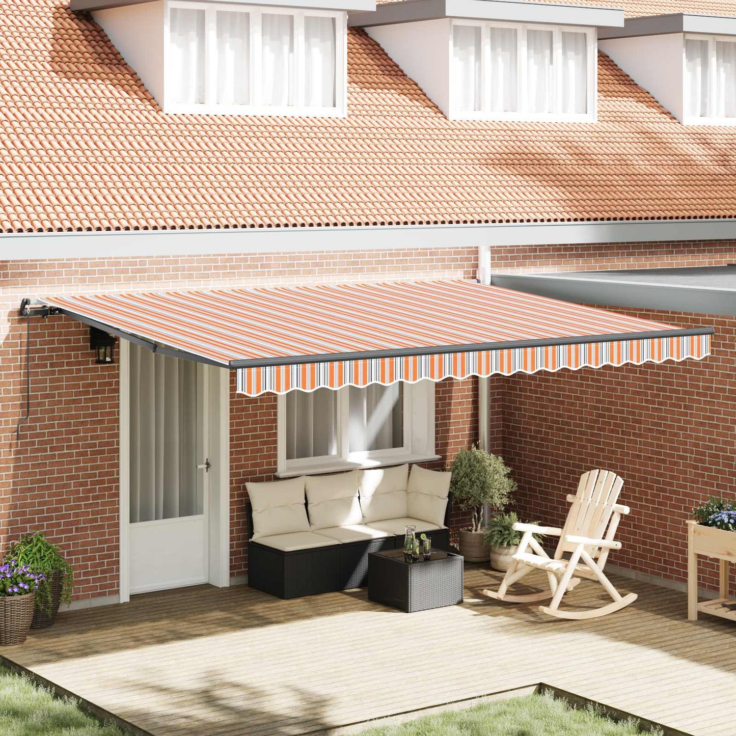 Retractable Awning Multicolour 450 x 350 cm Polyester and Steel