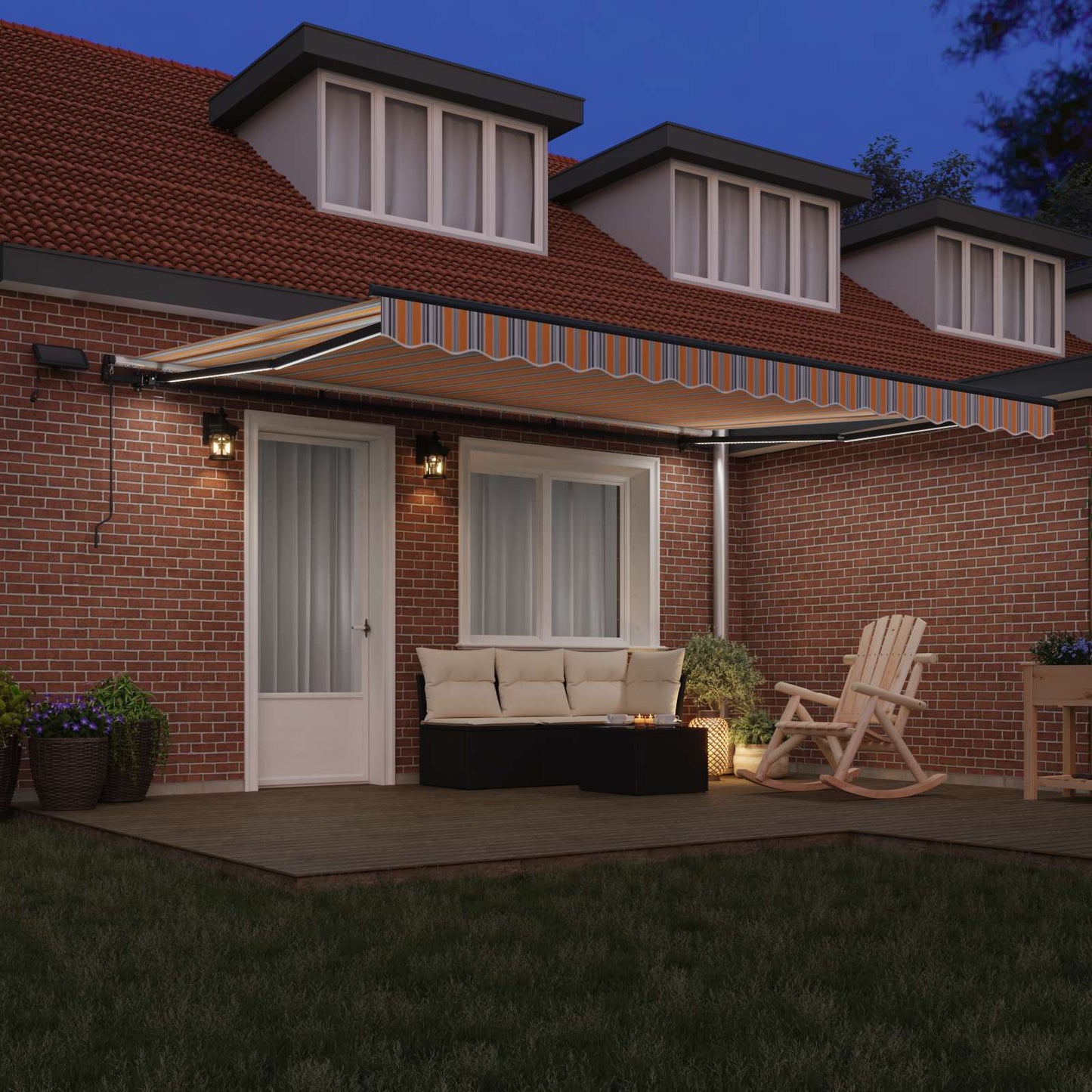 Retractable Awning Manual Multicolour 450 x 350 cm Fabric
