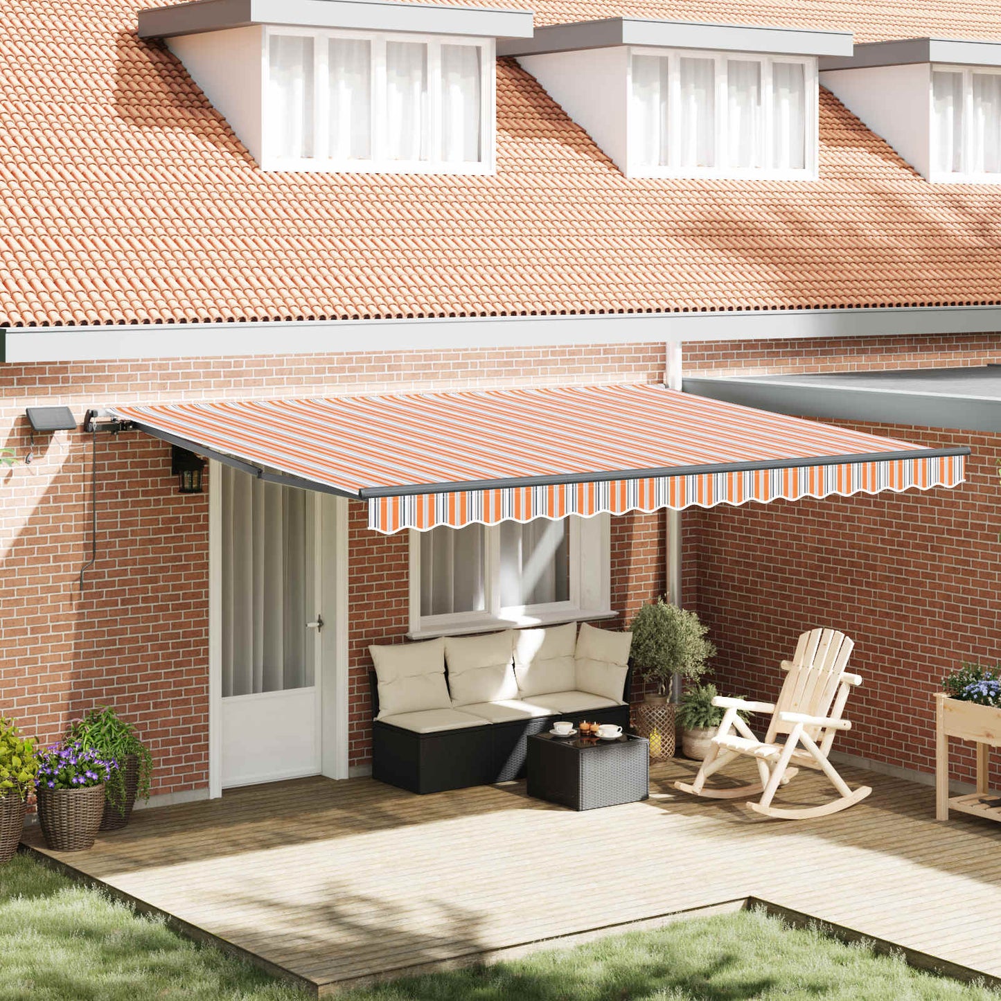 Retractable Awning Manual Multicolour 450 x 350 cm Fabric