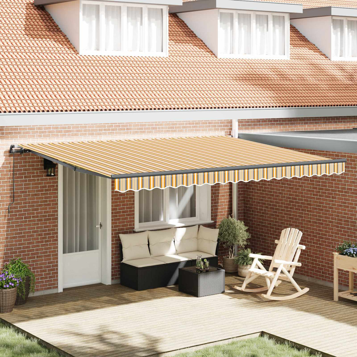 Retractable Awning Multicolour 450 x 350 cm