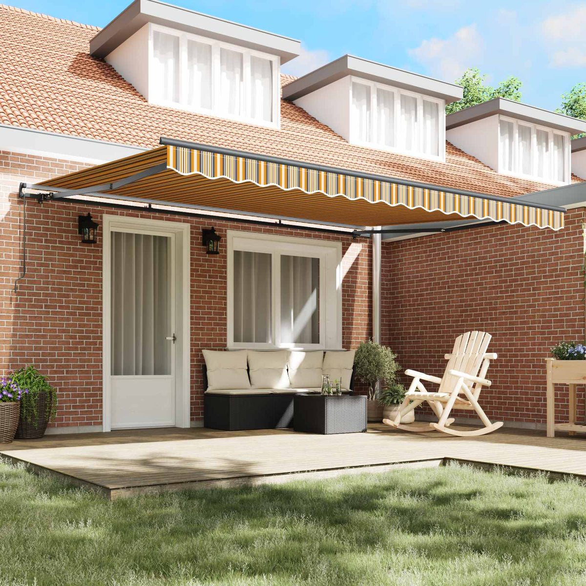 Retractable Awning Multicolour 450 x 350 cm