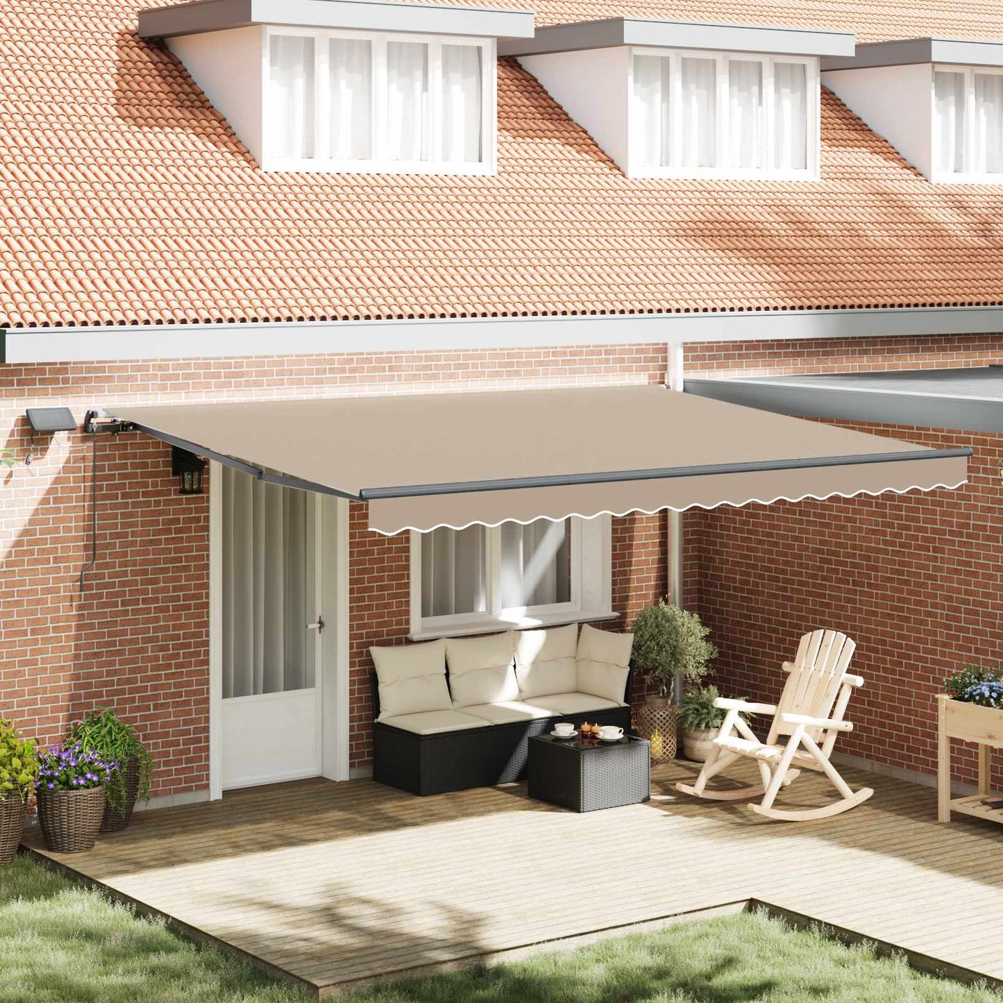 Retractable Awning Manual Beige 450 x 350 cm Fabric