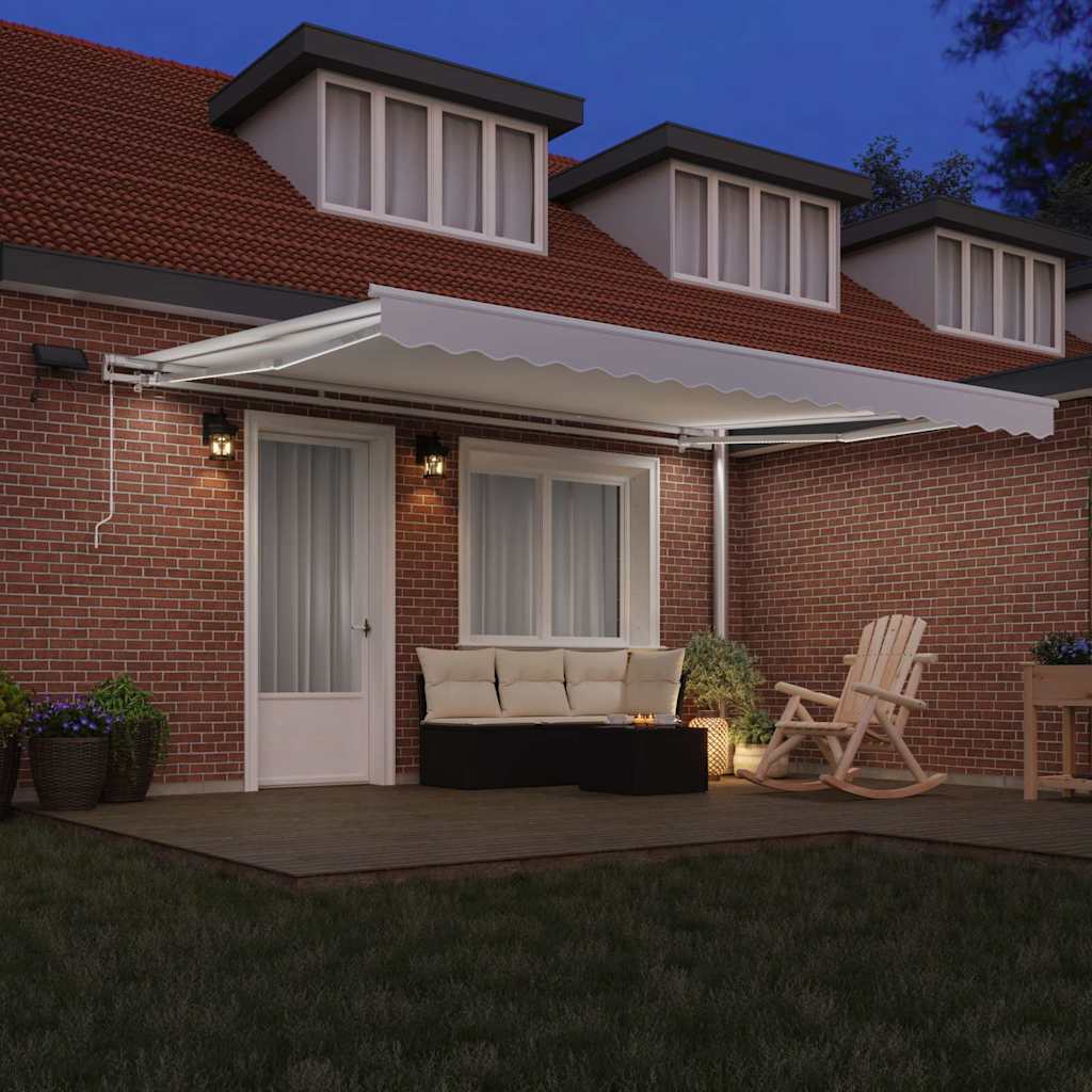 Retractable Awning Manual White 450 x 350 cm Fabric and Steel