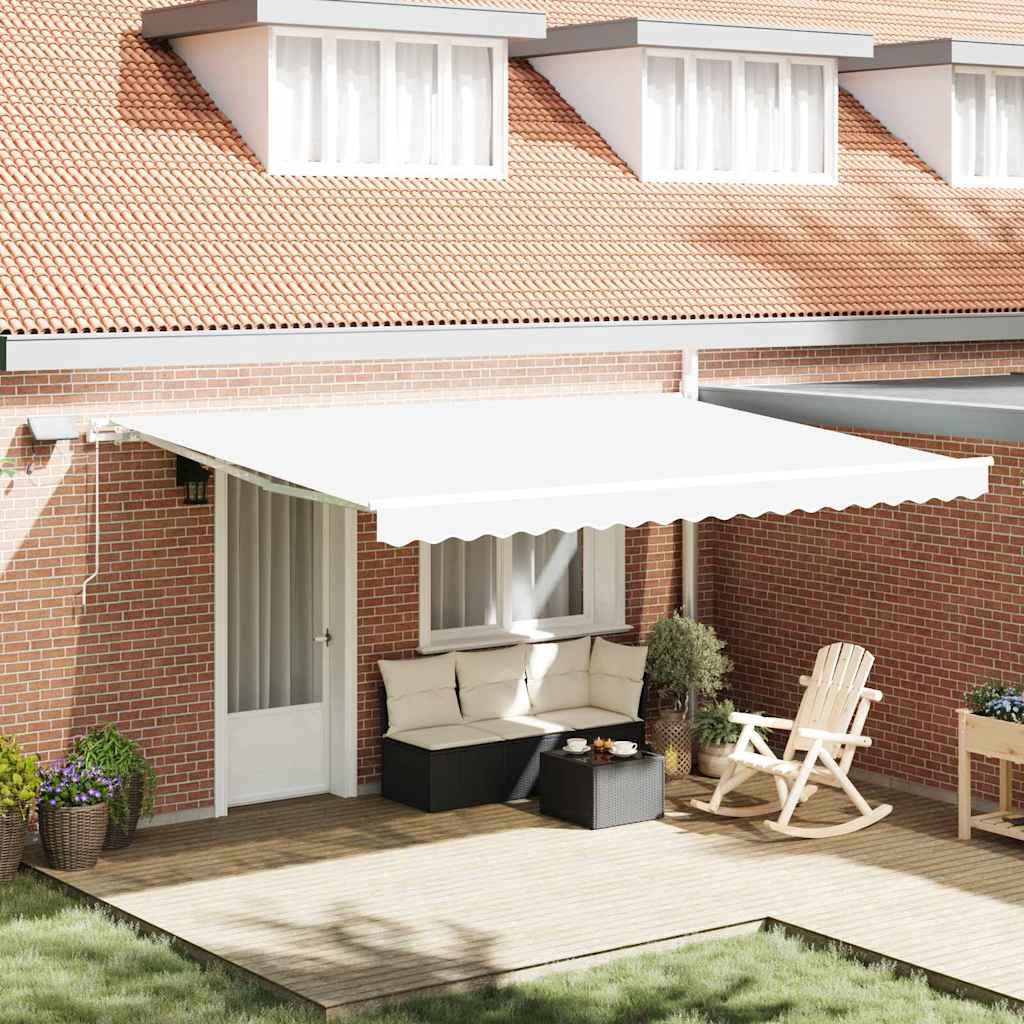 Retractable Awning Manual White 450 x 350 cm Fabric and Steel