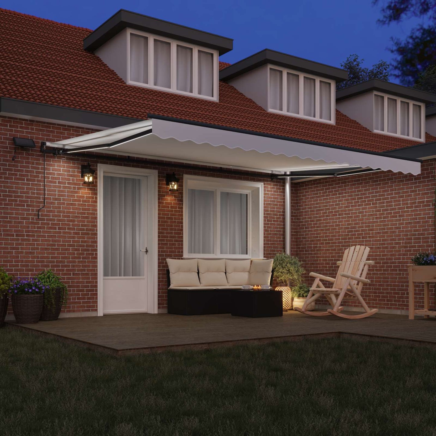 Retractable Awning White 450 x 350 cm Fabric