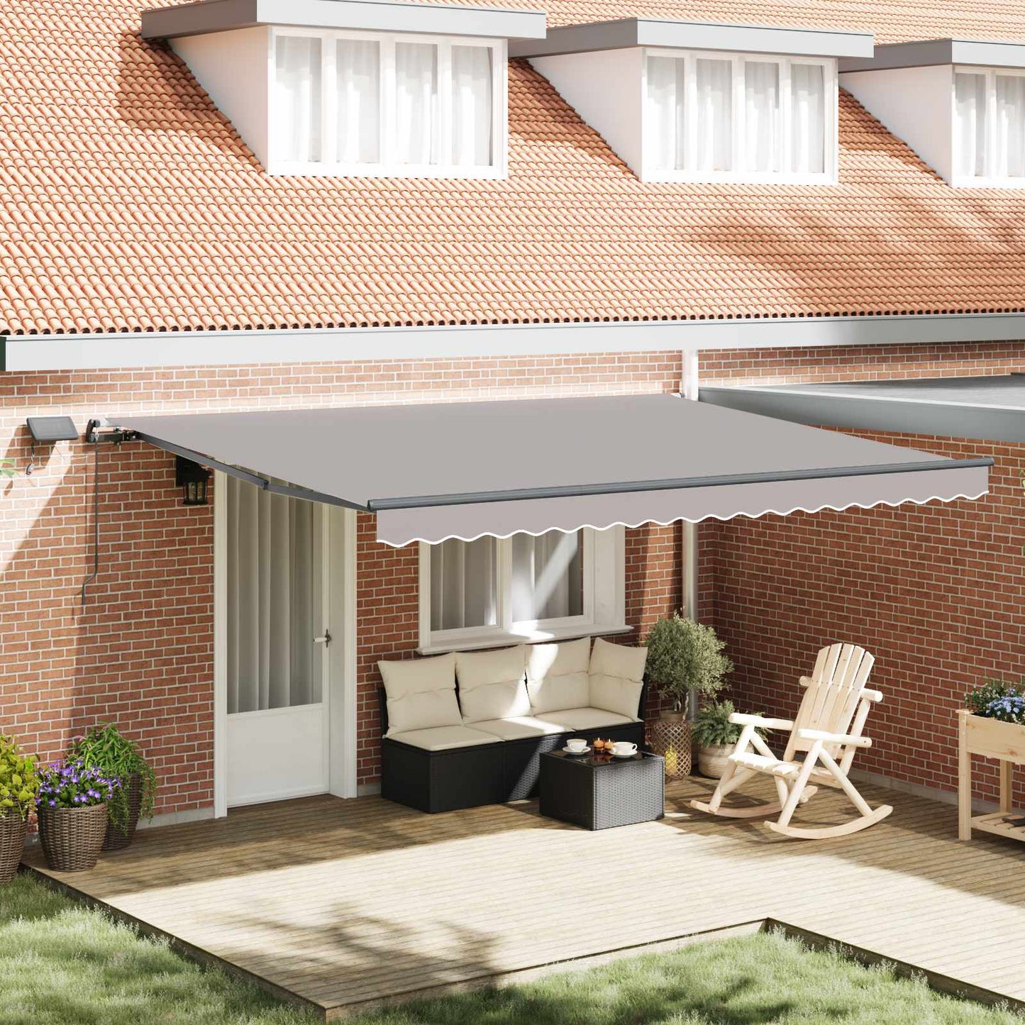 Retractable Awning Light Grey 450 x 350 cm Fabric and Aluminium