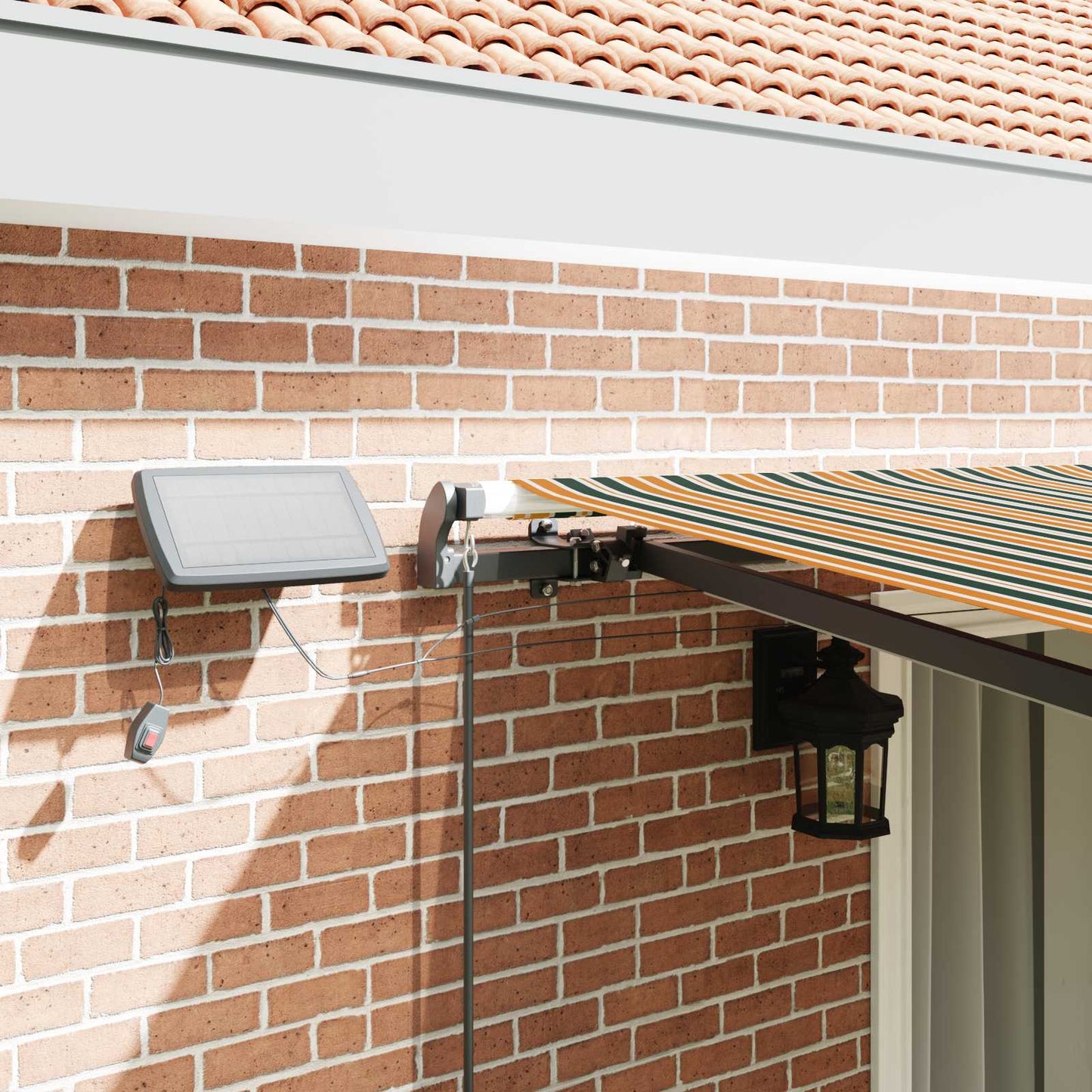 Retractable Awning Manual Green and yellow 450 x 350 cm Fabric