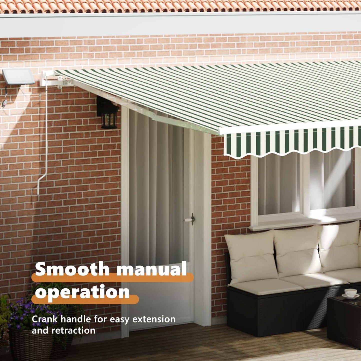 Retractable Awning Green and White 450 x 350 cm