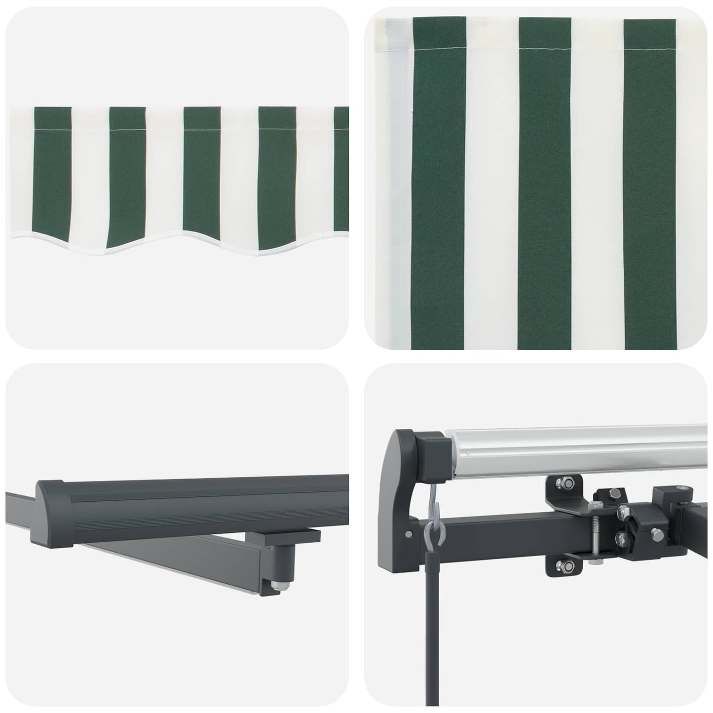 Retractable Awning Manual Green and white 450 x 350 cm Fabric