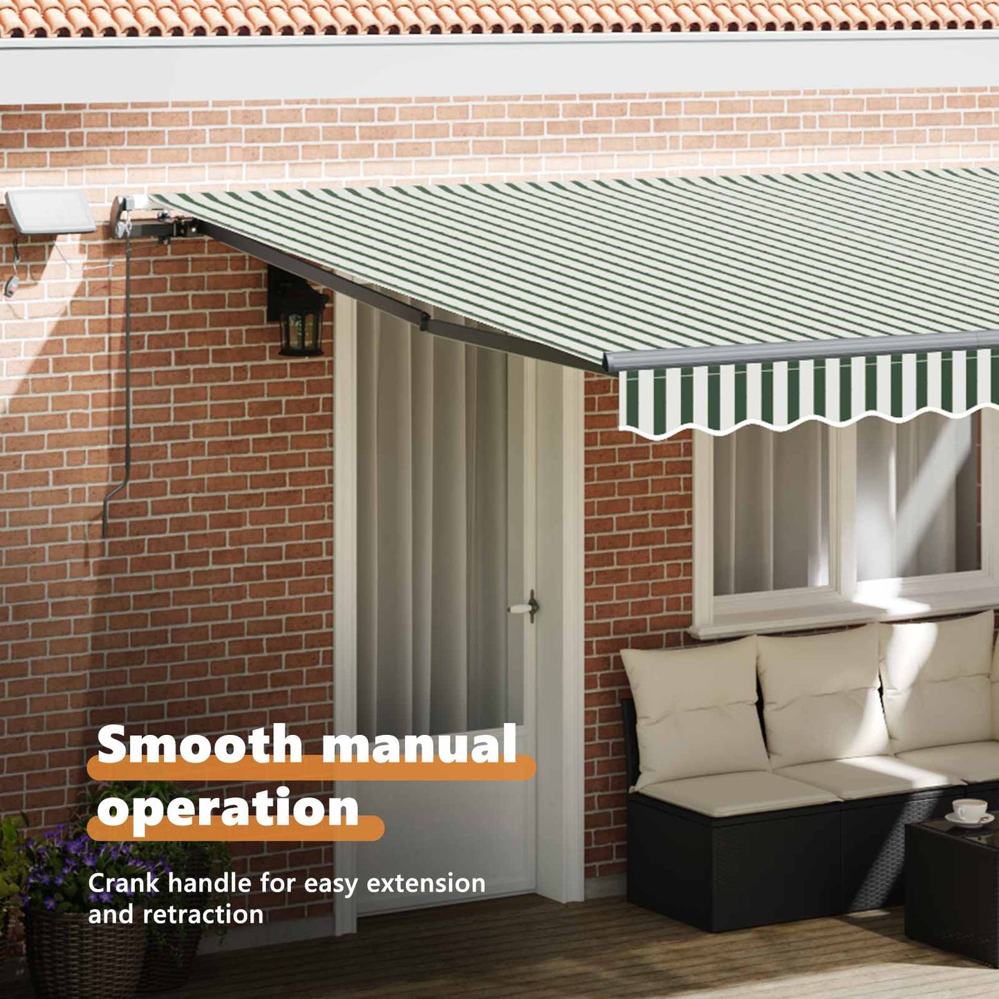 Retractable Awning Green and White 450 x 350 cm