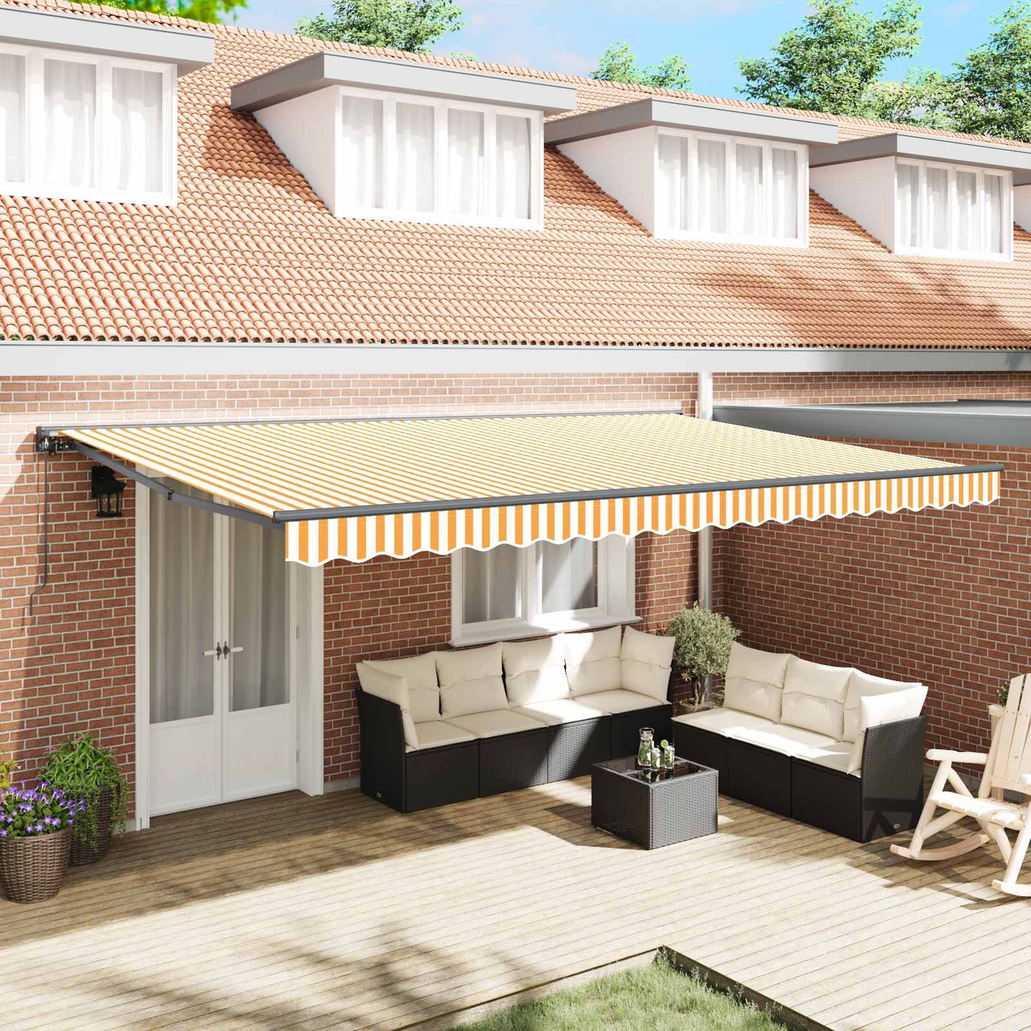 Awning Frame Yellow and White 500 x 300 cm