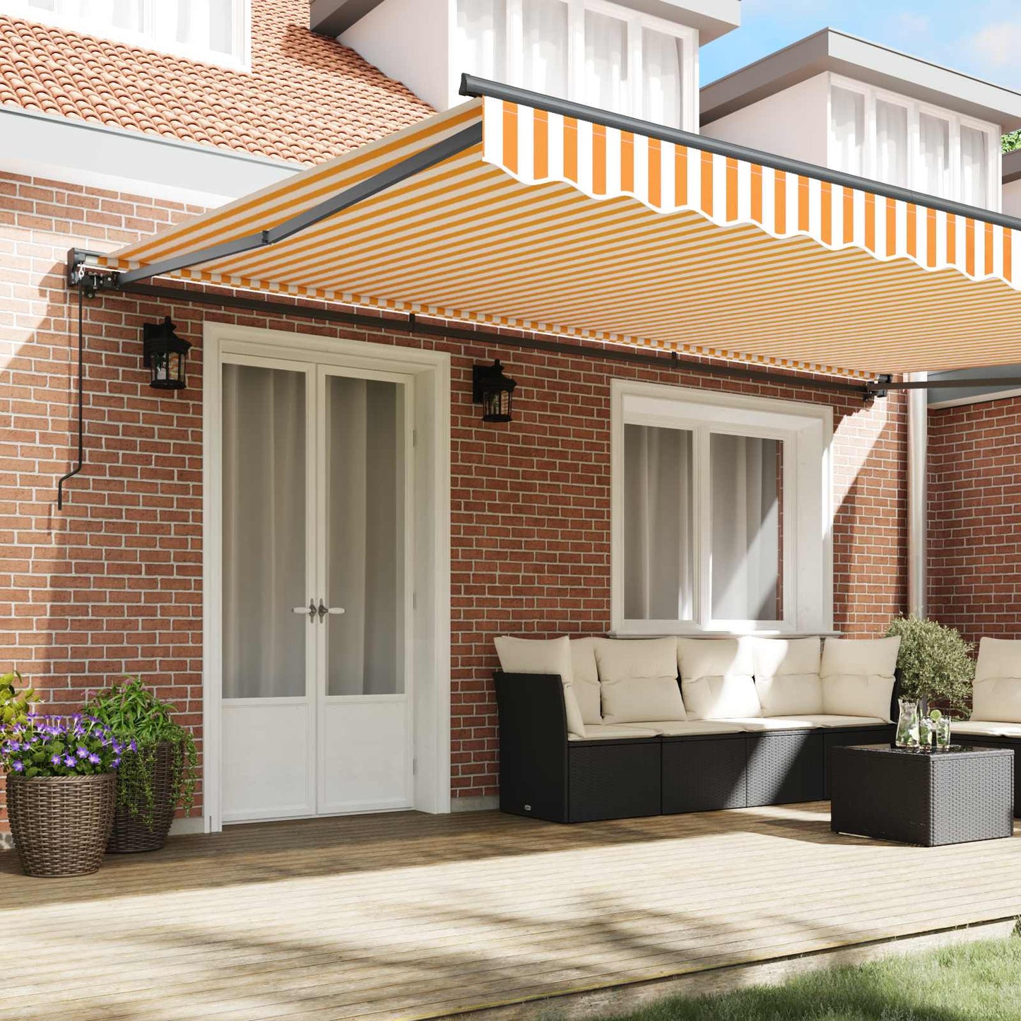 Awning Frame Yellow and White 500 x 300 cm
