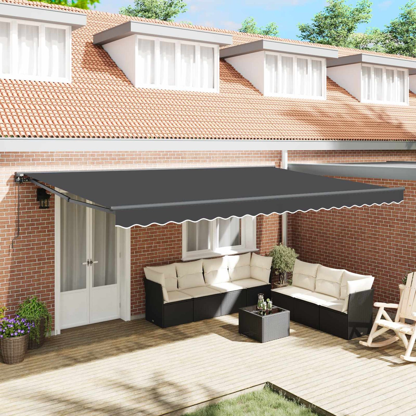 Awning Frame Anthracite 500 x 300 cm Polyester with PU coating