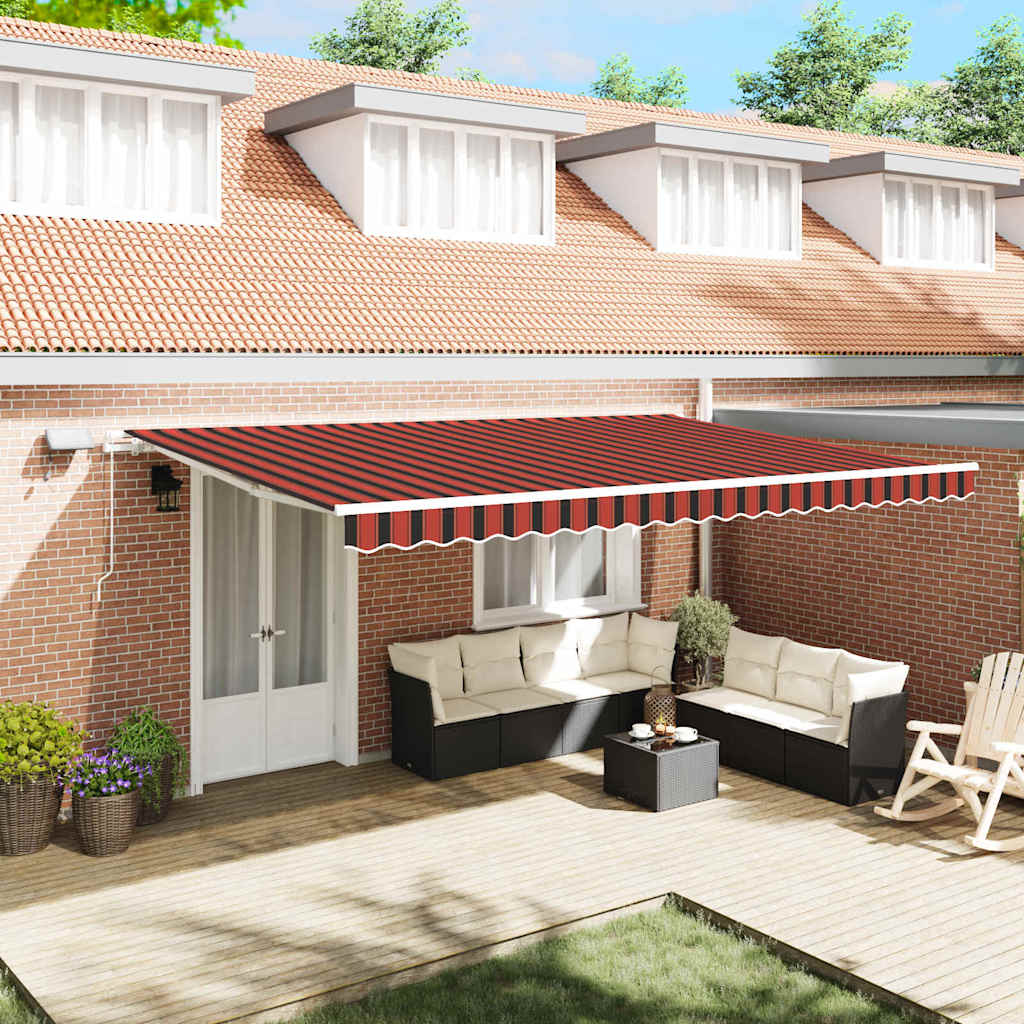 Retractable Awning Manual Orange and brown 500 x 300 cm