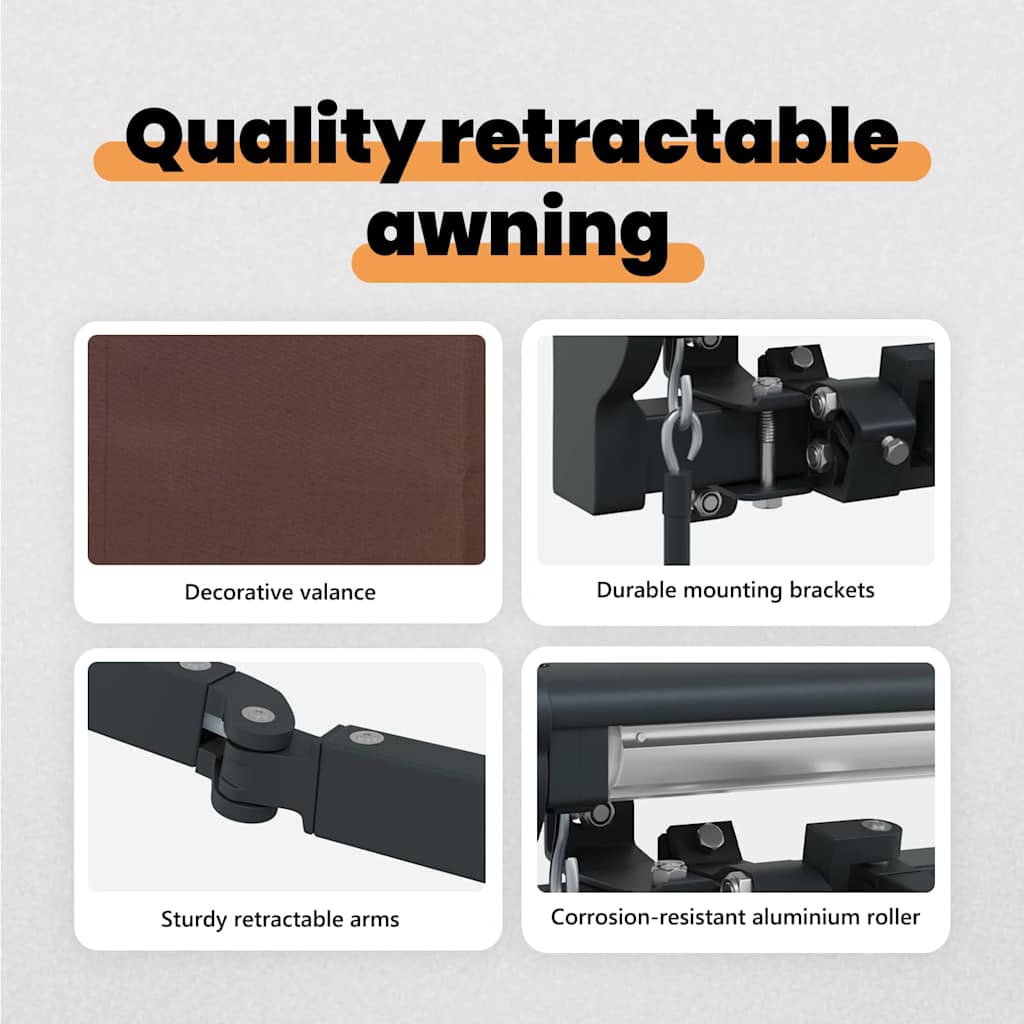 Awning Frame Brown 500 x 300 cm Polyester with PU coating