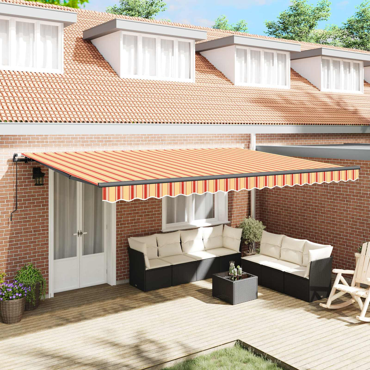 Retractable Awning Yellow and Orange 500 x 300 cm