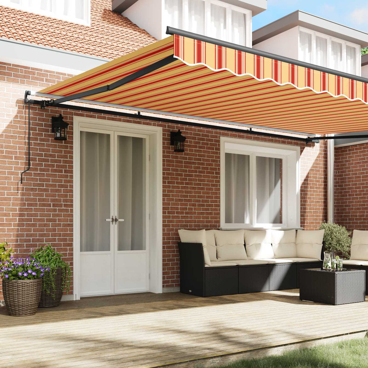 Retractable Awning Yellow and Orange 500 x 300 cm