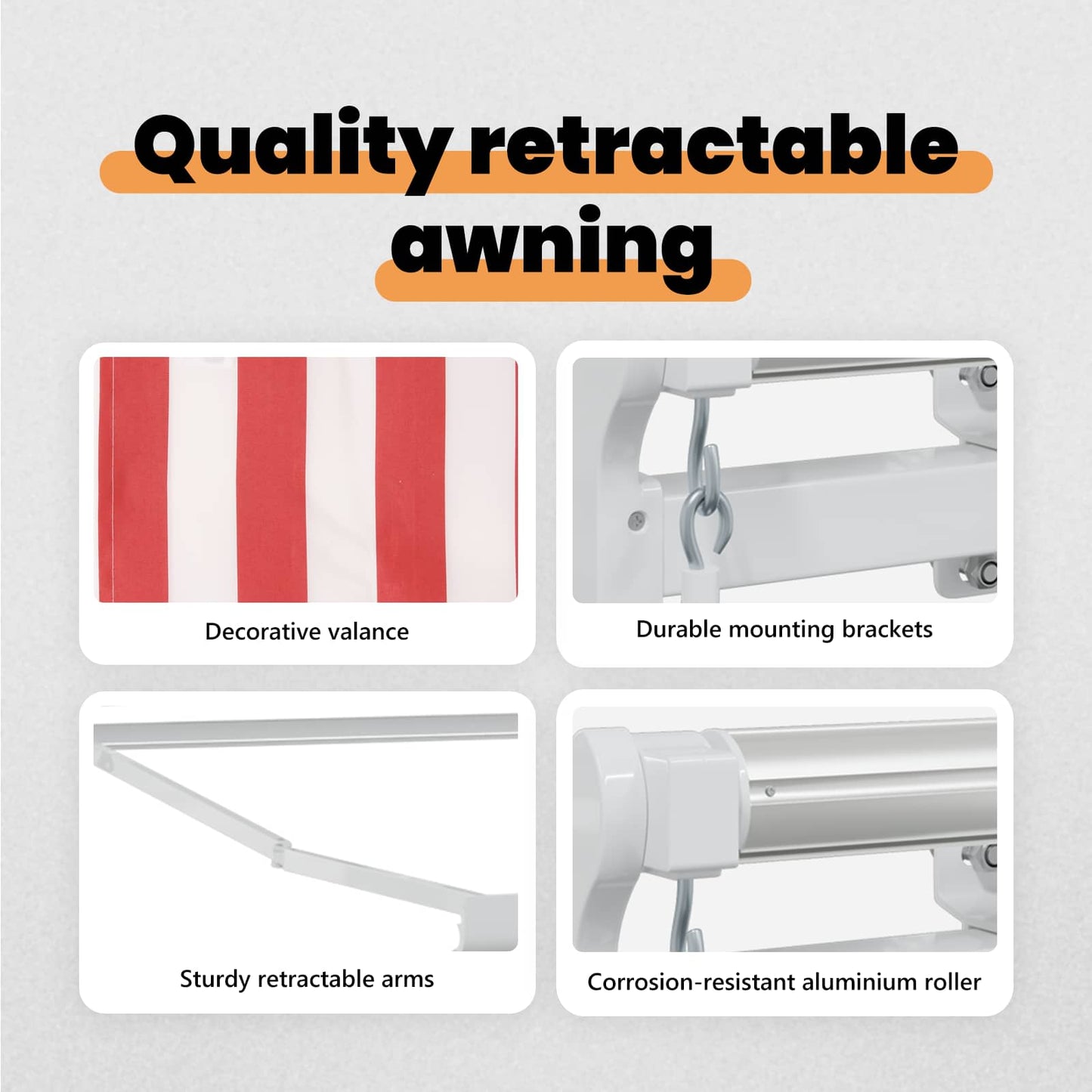 Retractable Awning Red and White 500 x 300 x 165 cm
