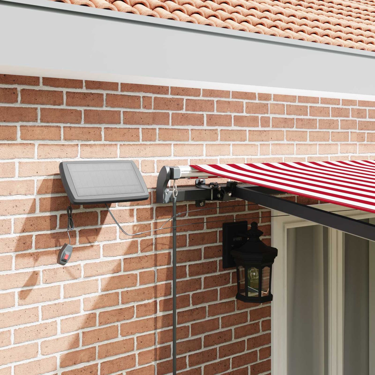 Retractable Awning Manual Red and white 500 x 300 cm Fabric