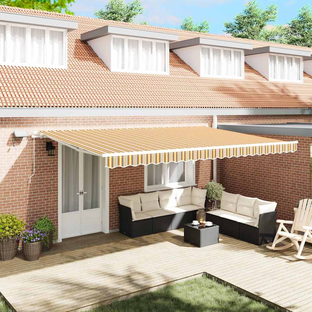 Retractable Awning Multicolour 500 x 300 cm Fabric and Steel