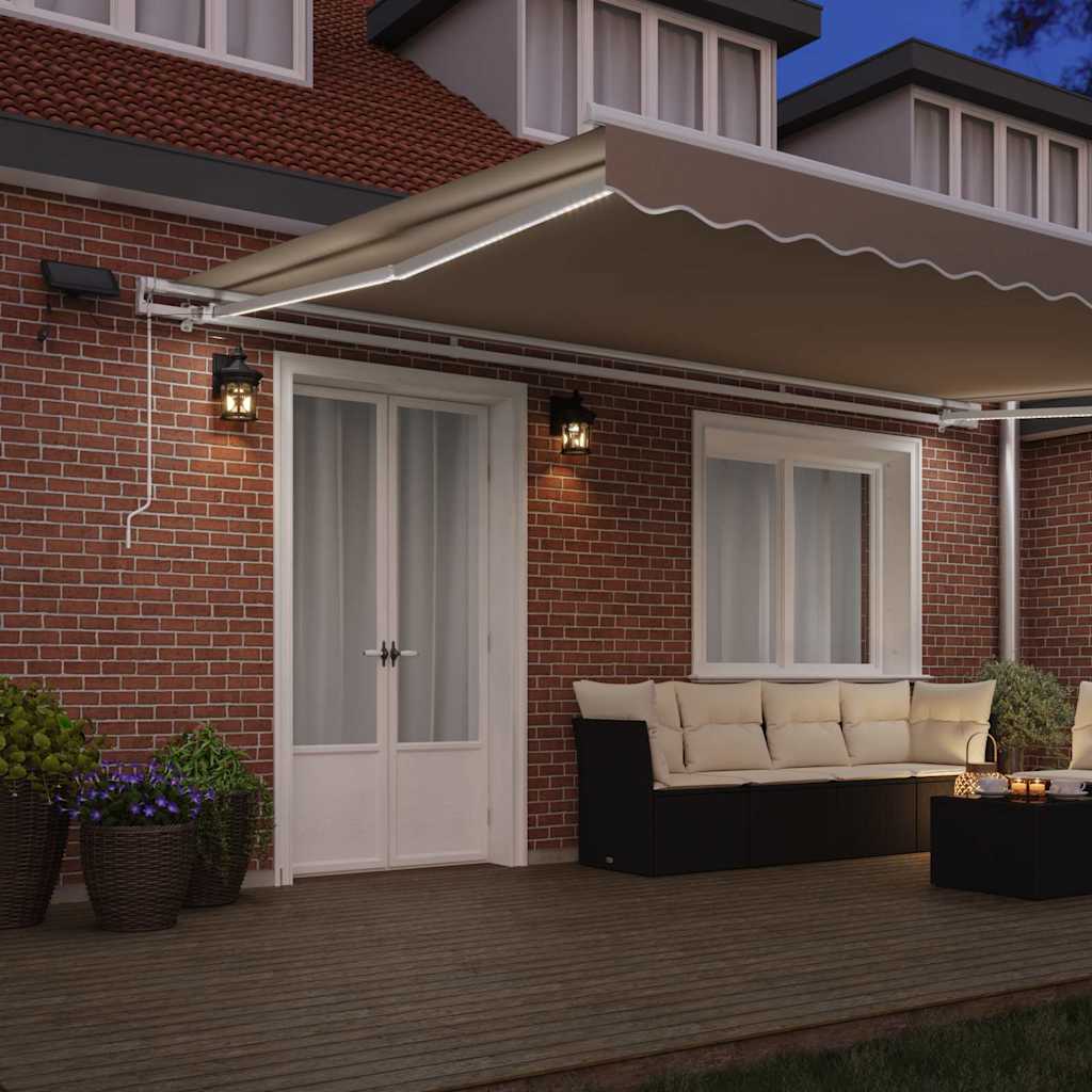 Retractable Awning Manual Beige 500 x 300 cm Fabric and Steel