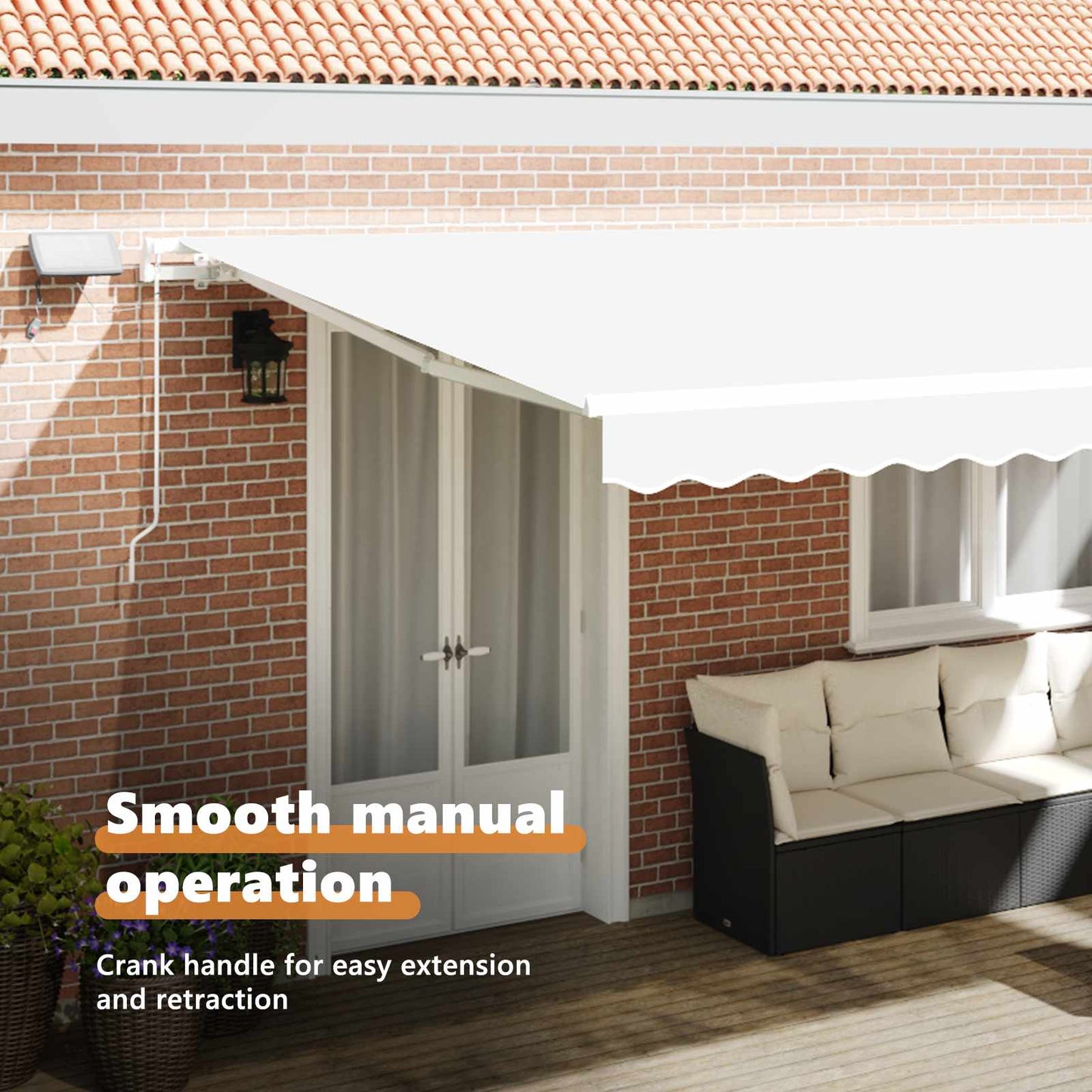 Retractable Awning White 500 x 300 cm Fabric and Aluminium