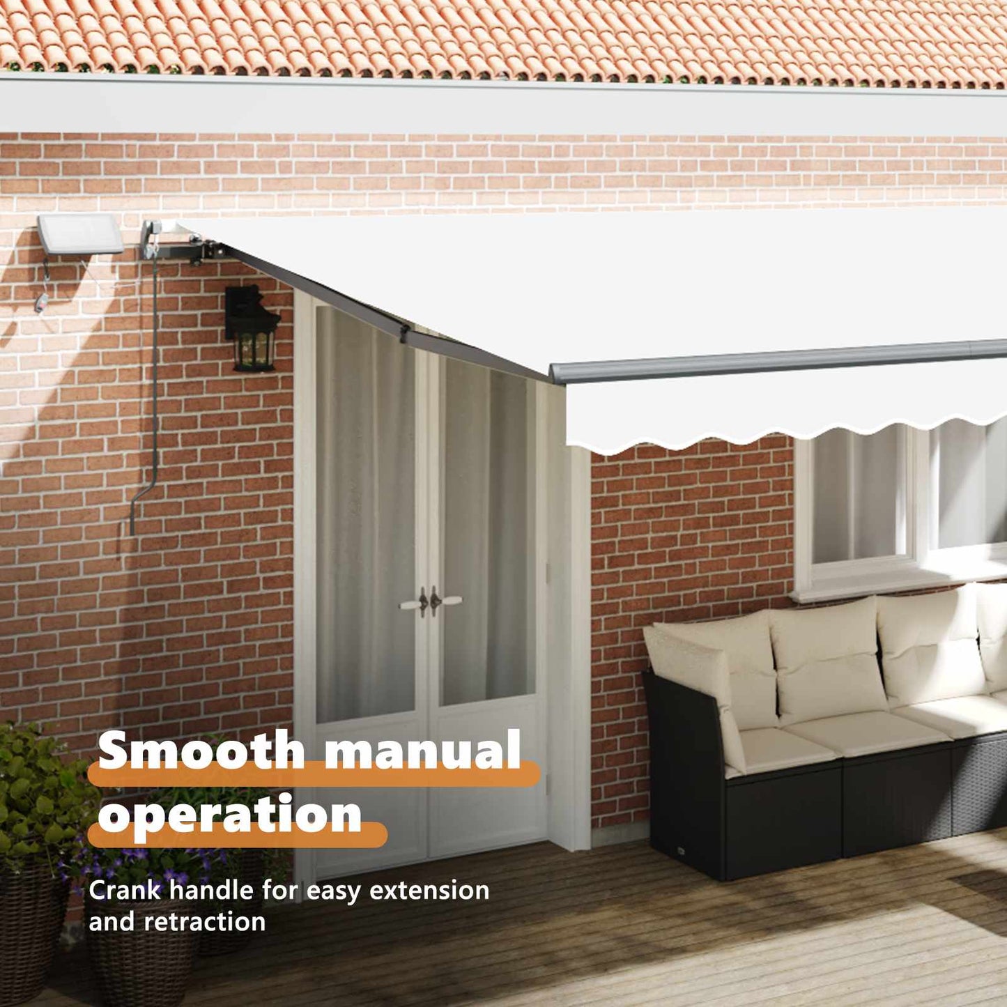 Retractable Awning White 500 x 300 cm Fabric and Aluminium