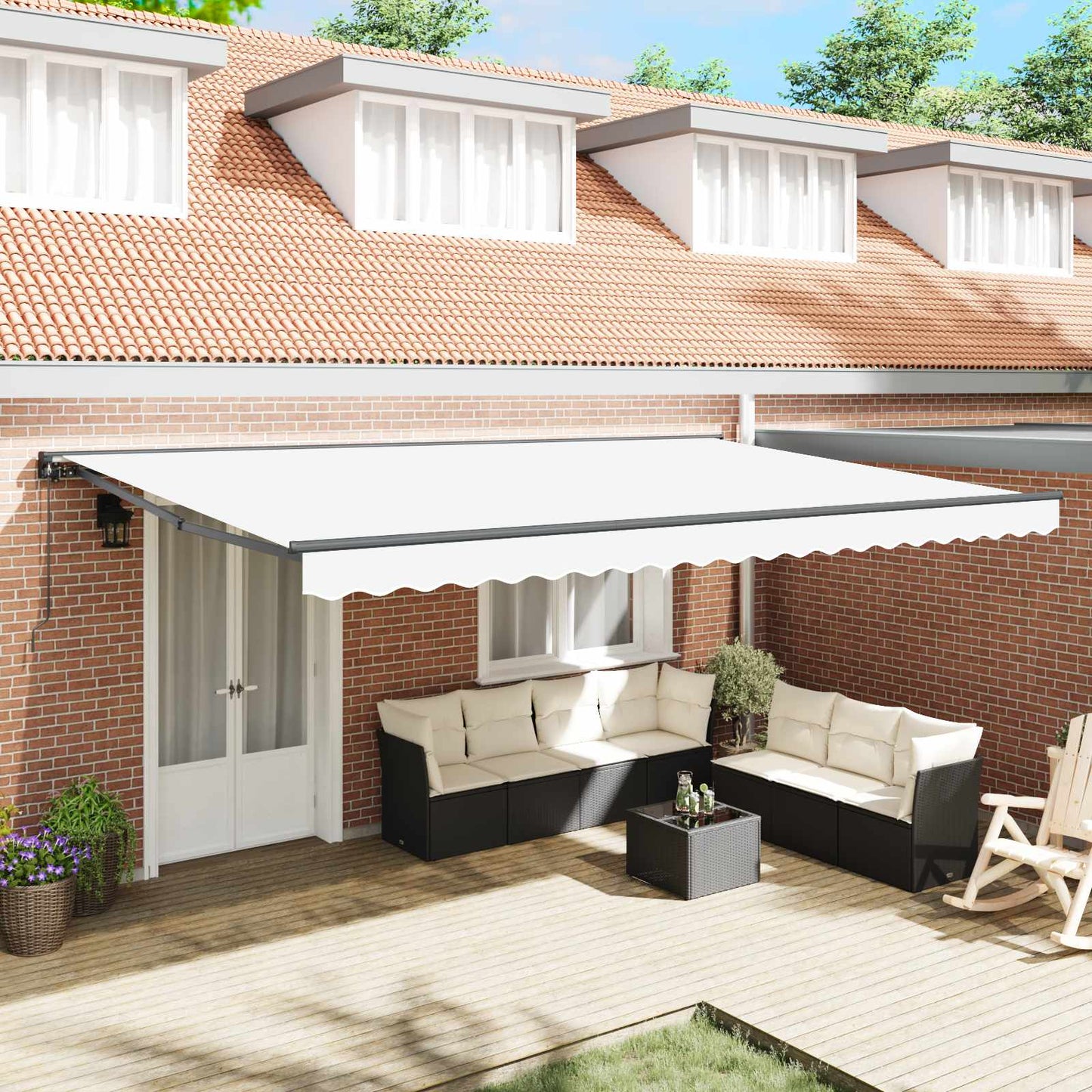 Awning Frame White 500 x 300 cm Polyester with PU coating