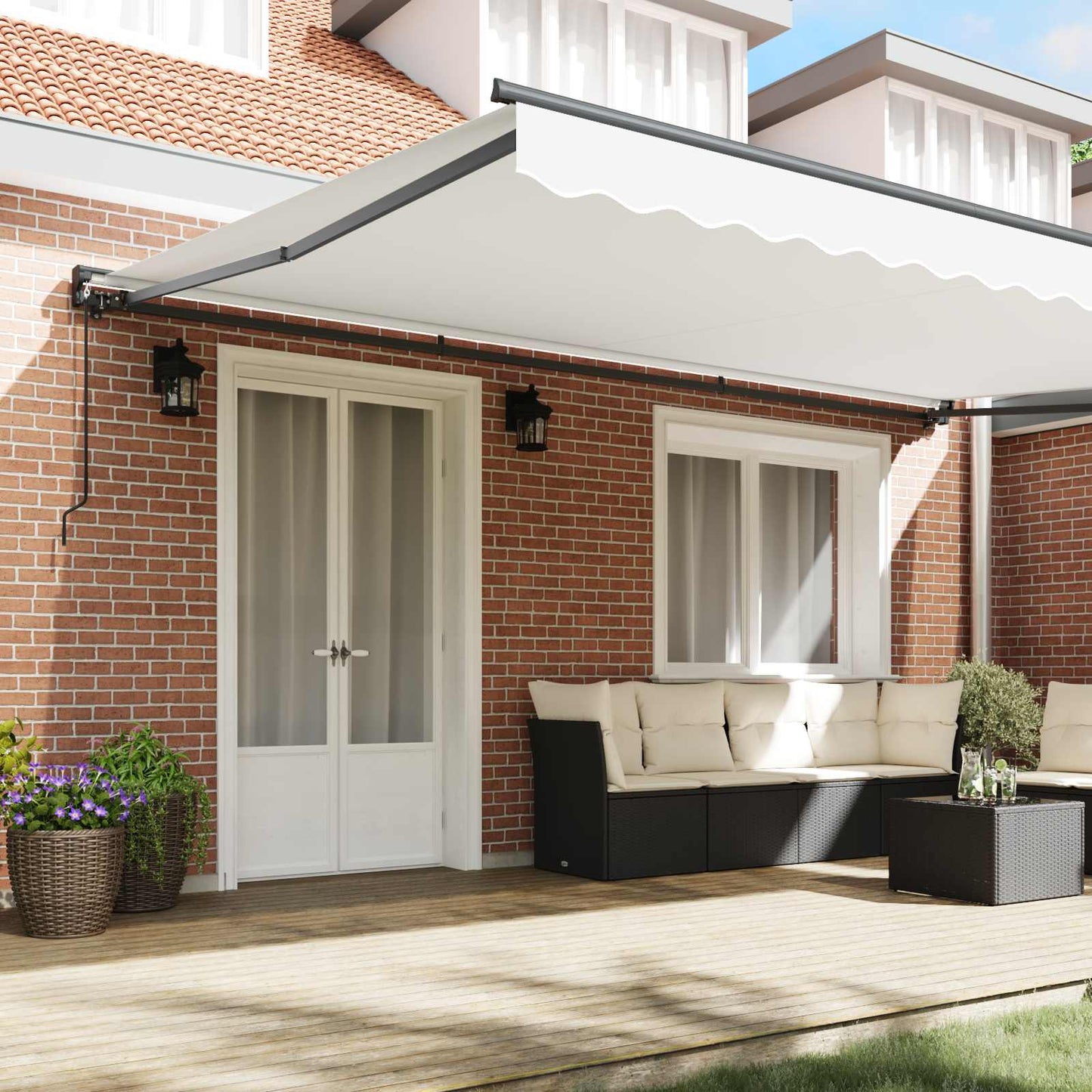 Awning Frame White 500 x 300 cm Polyester with PU coating